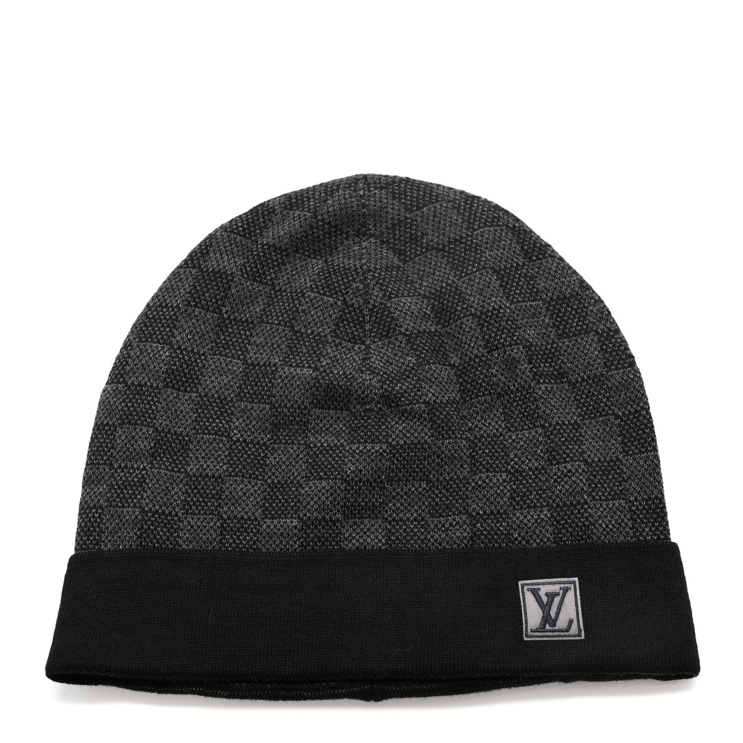 Wool Bonnet Petit Damier Graphite Beanie Hat