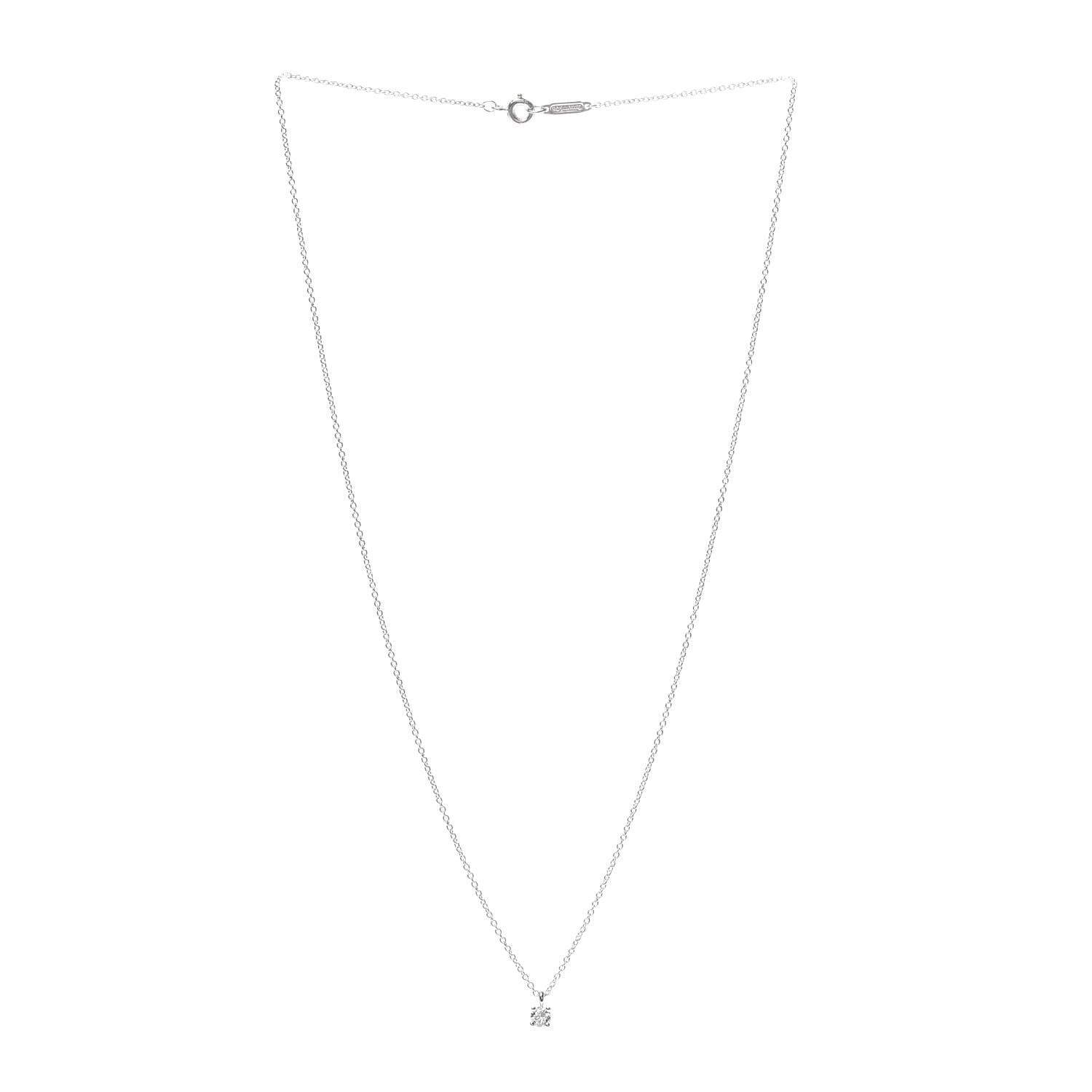 Tiffany Platinum Diamond .15ct Solitaire Pendant Necklace 3 of 5