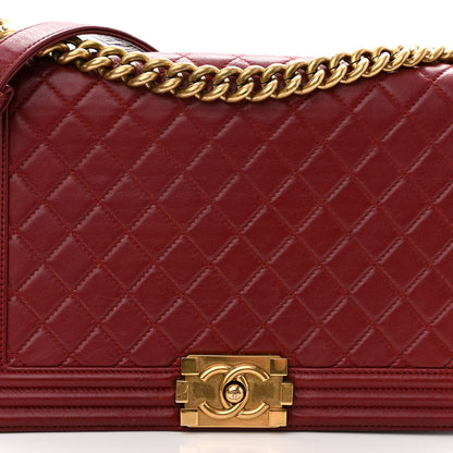 Chanel Lambskin Quilted New Medium Boy Flap Dark Red 7 of 9