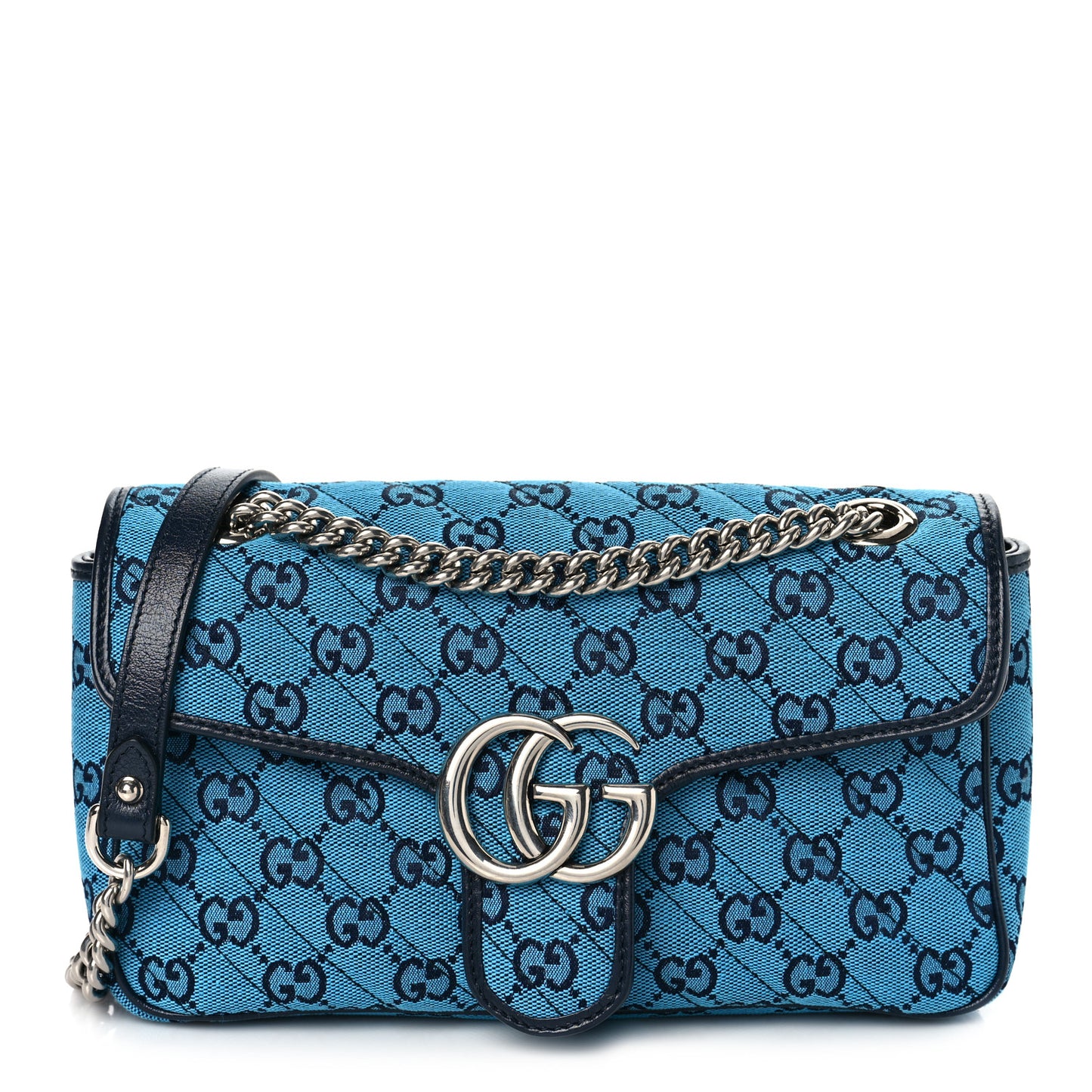 Monogram Multicolor Matelasse Diagonal Small GG Marmont Shoulder Bag Light Blue