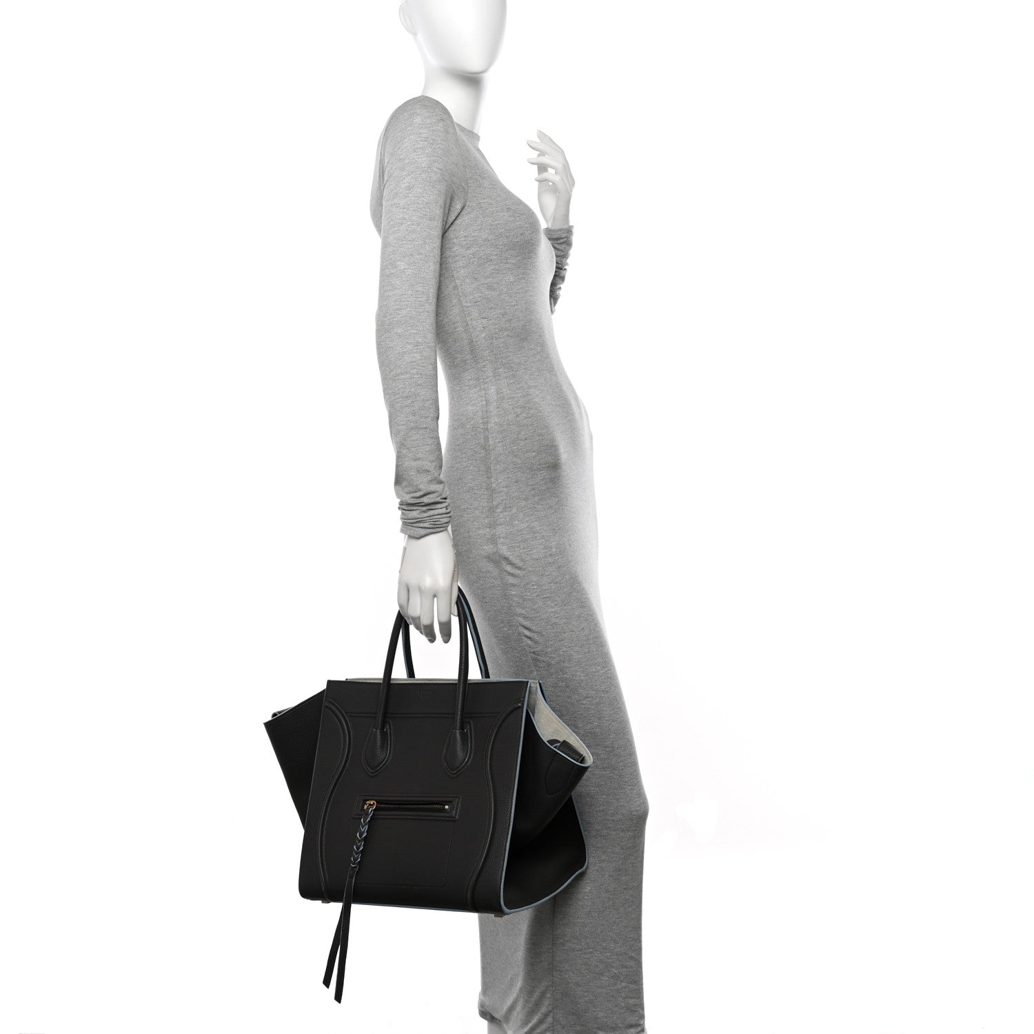 Celine Grained Calfskin Medium Phantom Luggage Grey Blue 2 of 16