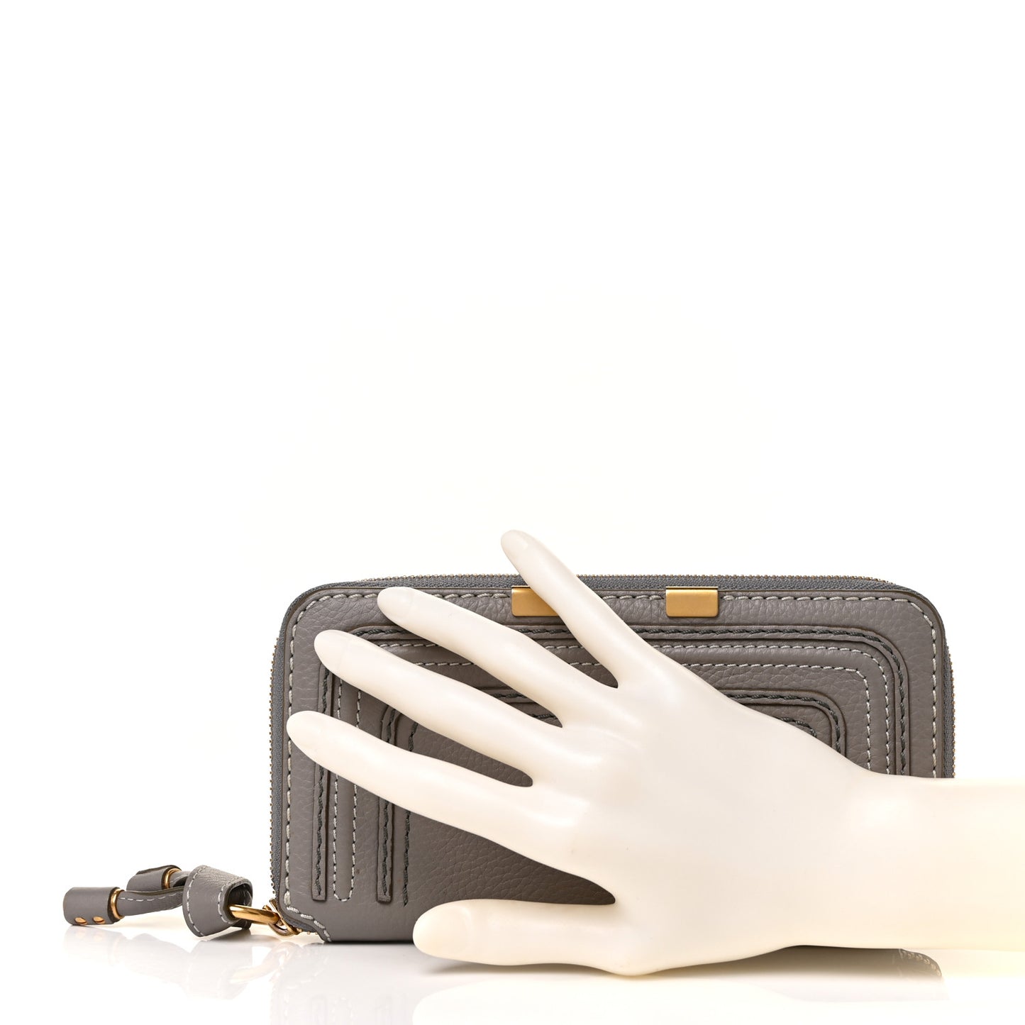 Calfskin Marcie Long Zip Around Wallet Cashmere Grey