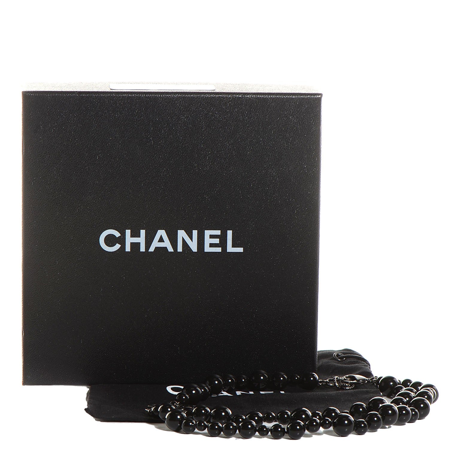 Chanel Glass Bead CC Map Short Necklace Ruthenium Black 6 of 6