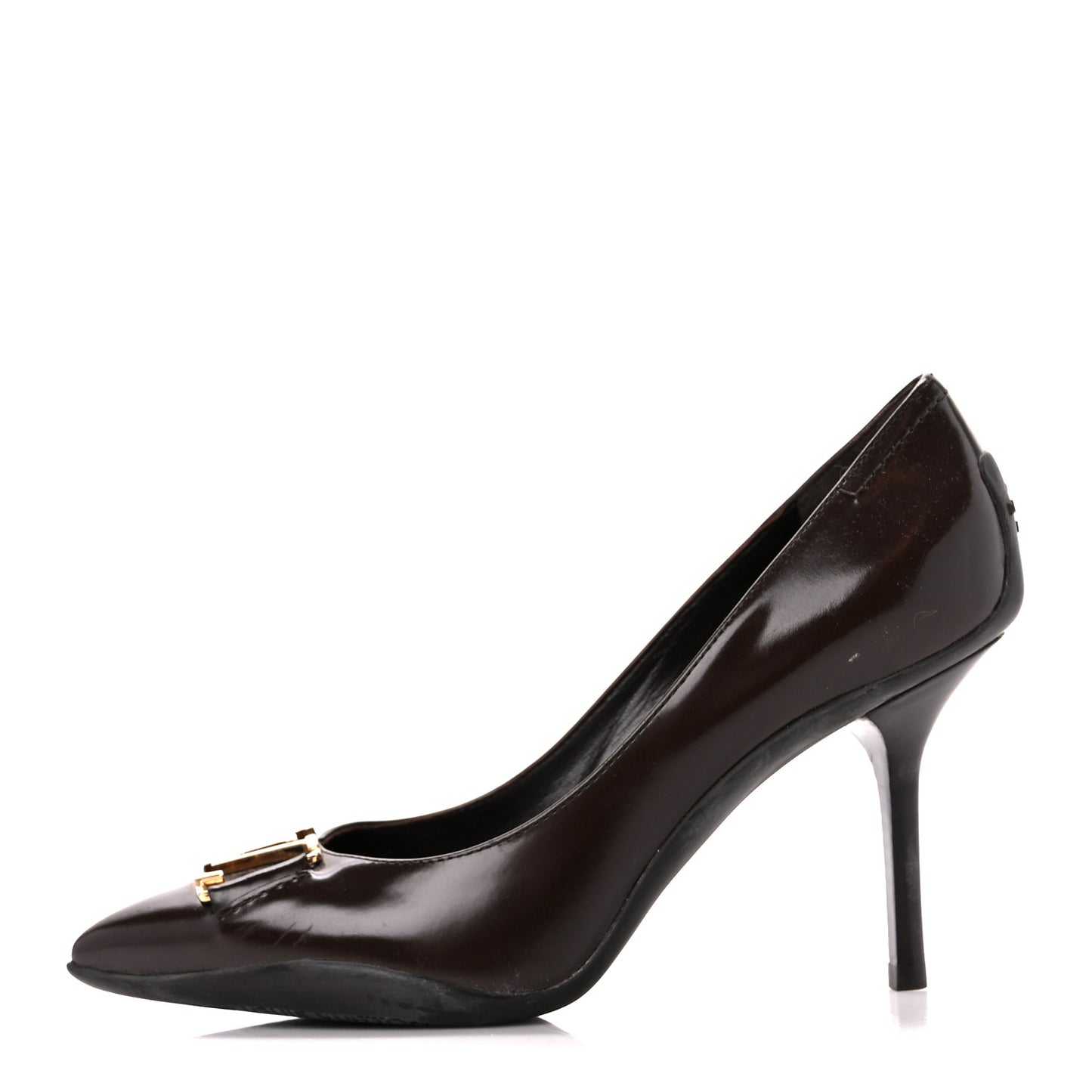 Glazed Calfskin Candice Pumps 36 Moka