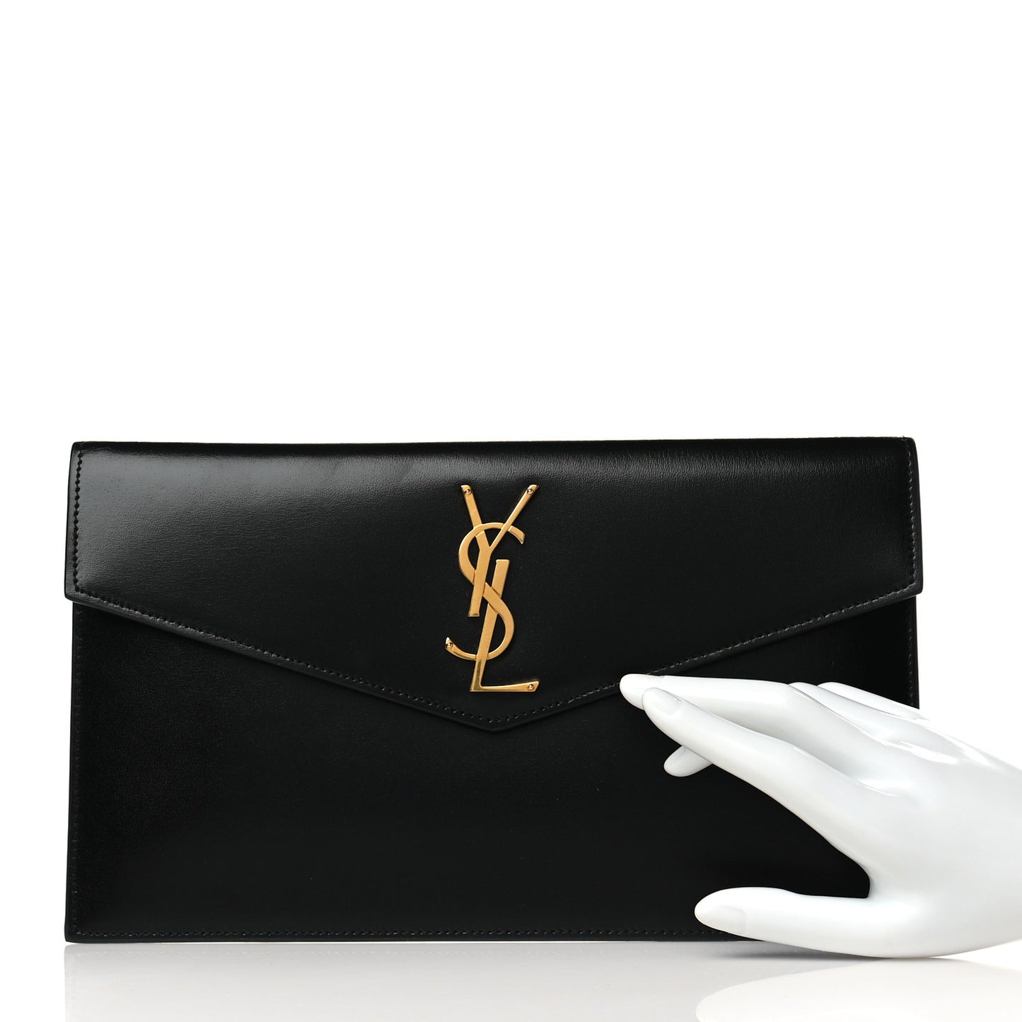 Smooth Shiny Calfskin Monogram Uptown Pouch Black