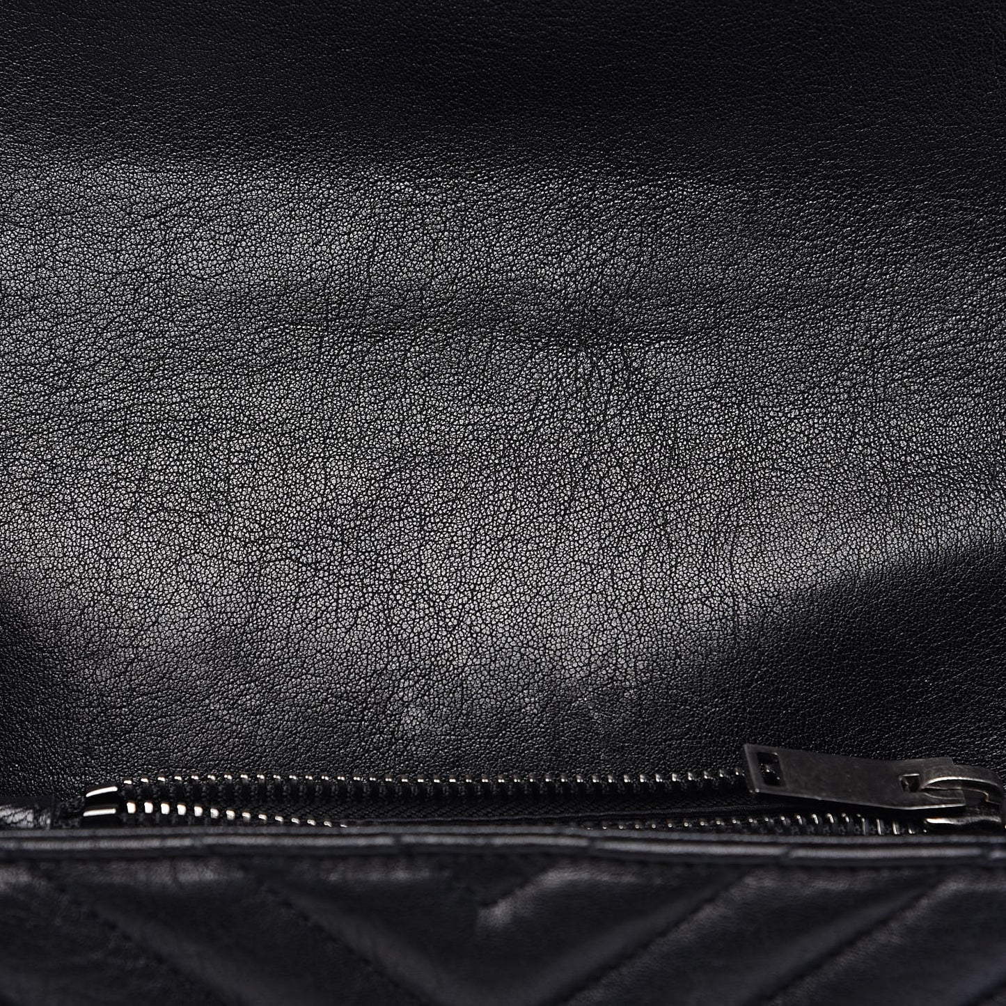 Sheepskin Matelasse Chevron Monogram Medium College Bag Black
