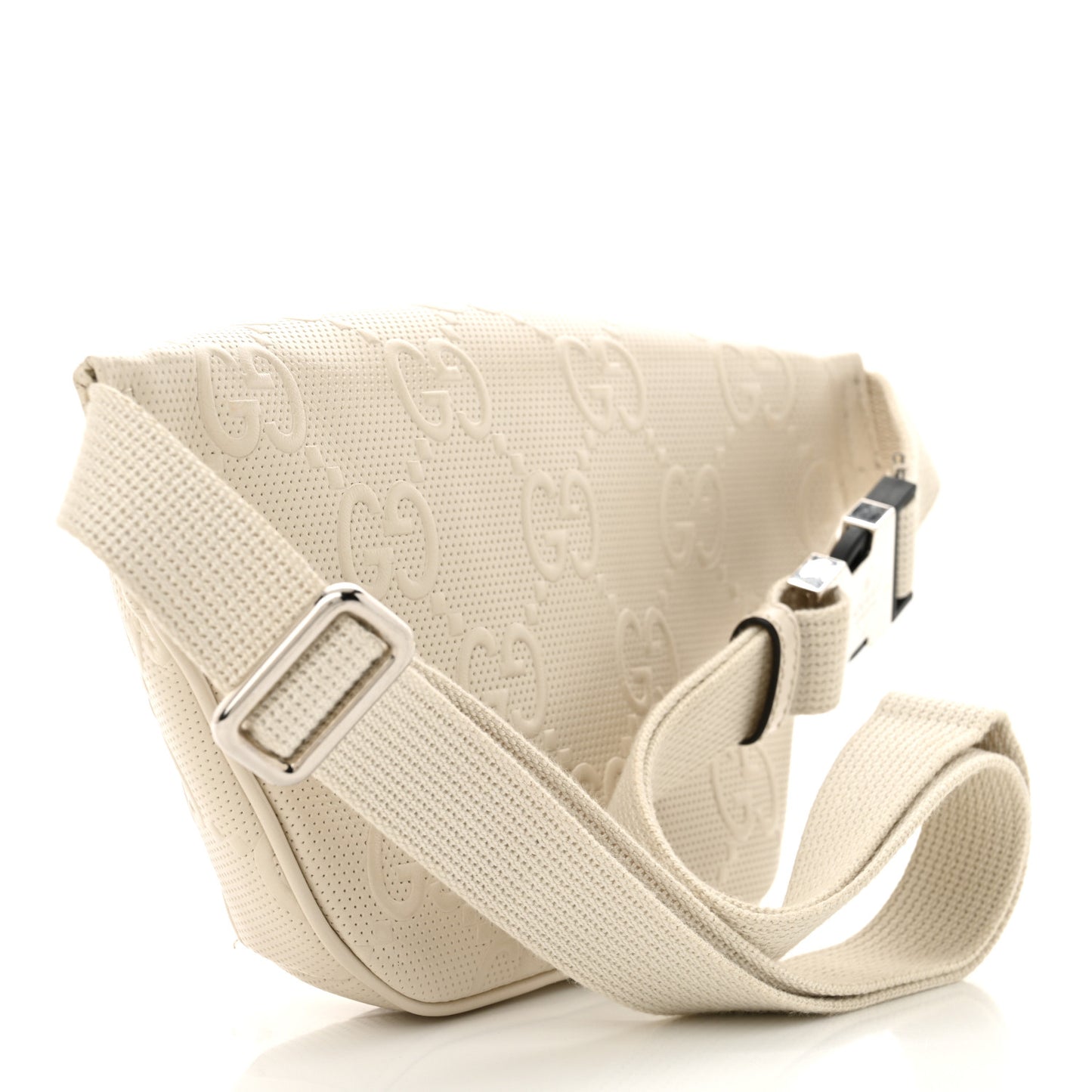 Calfskin GG Tennis Embossed Belt Bag Mystic White