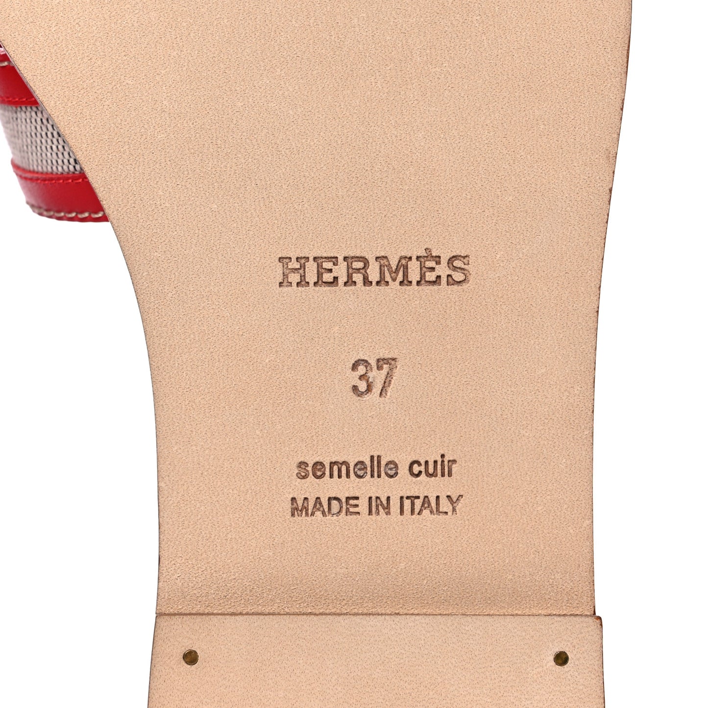 Canvas Calfskin Oran Sandals 37 Prunoir Rouge A Levre