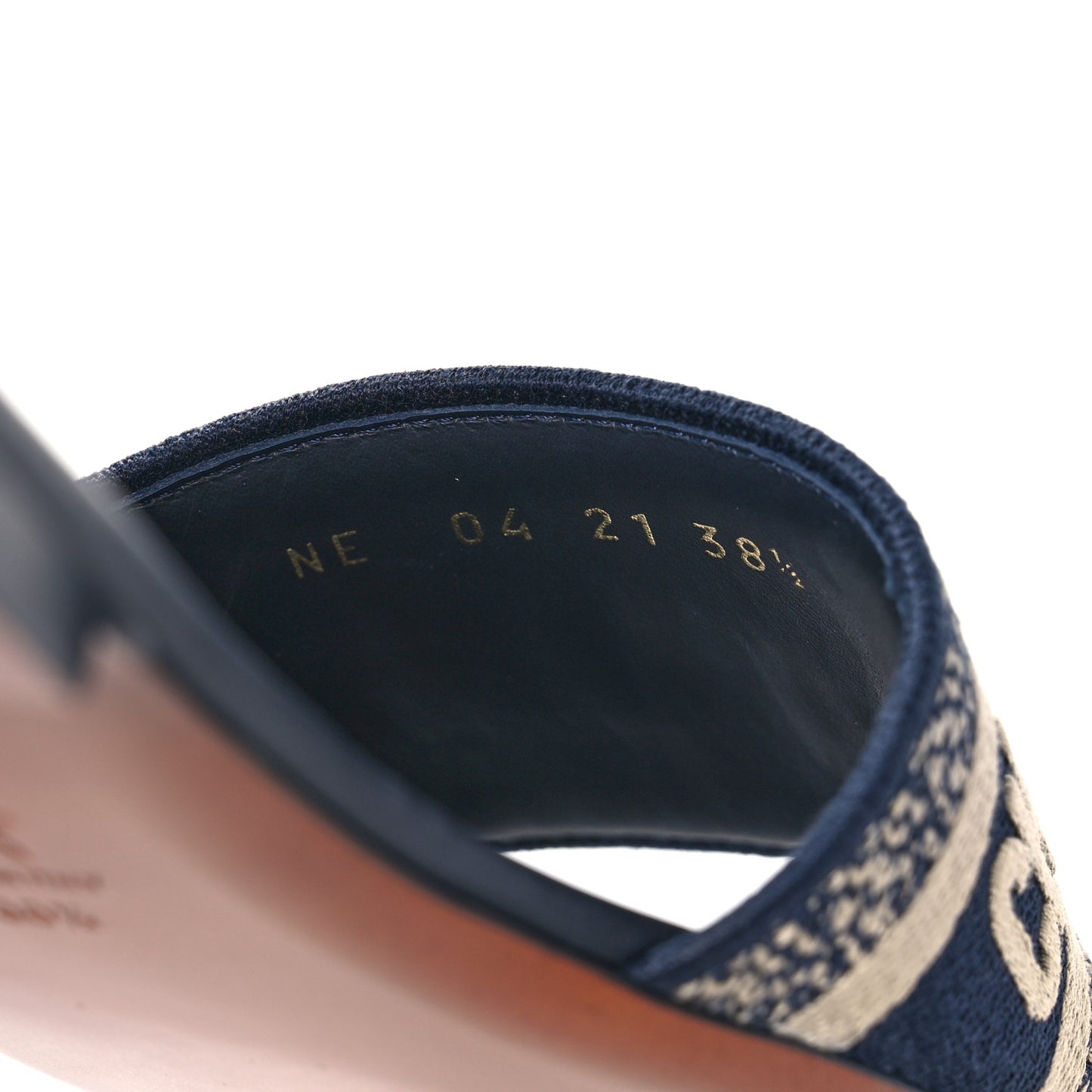 Canvas Embroidered Dway Mules Slide Sandals 38.5 Deep Blue