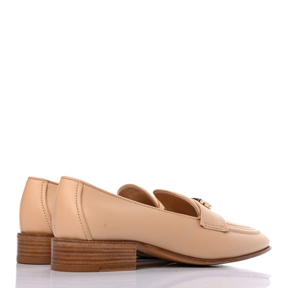 Chanel Lambskin Quilted Womens CC Loafers 37.5 Beige 4 of 9