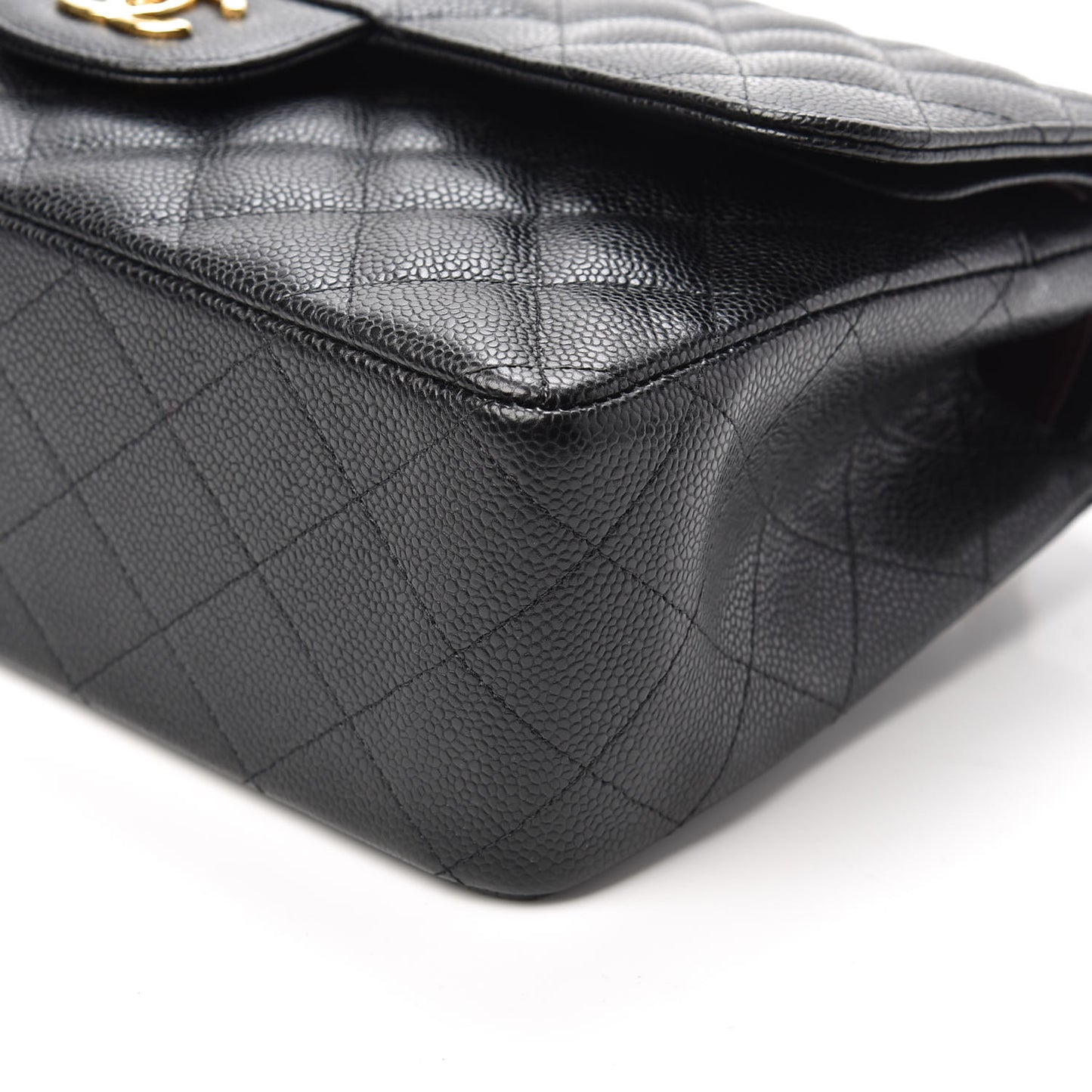 Caviar Quilted Jumbo Double Flap Black