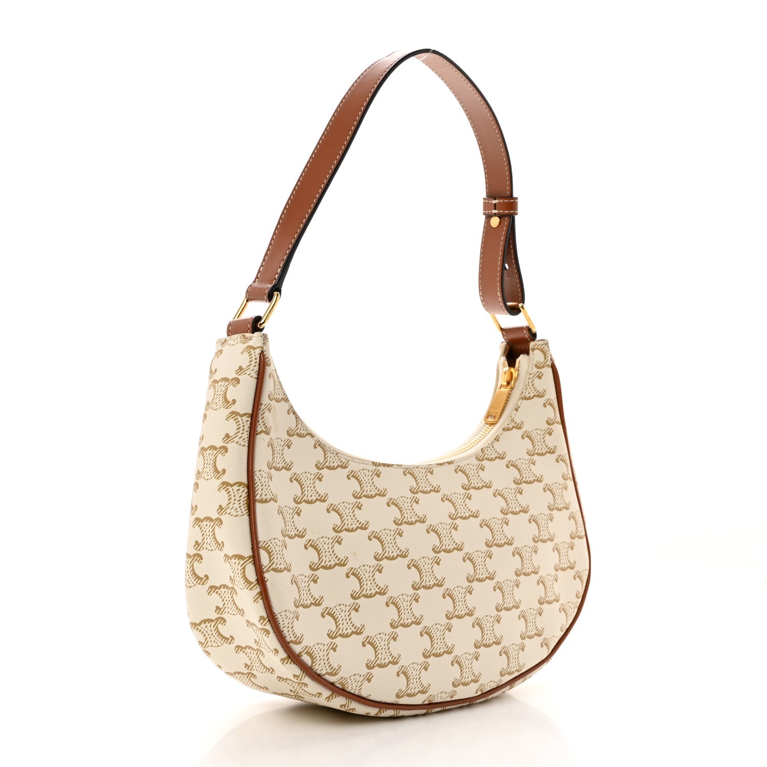 Celine Canvas Calfskin Ava Triomphe Shoulder Bag White 2 of 10