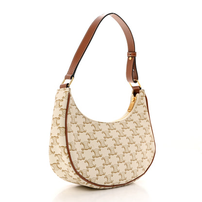 Celine Canvas Calfskin Ava Triomphe Shoulder Bag White 2 of 10