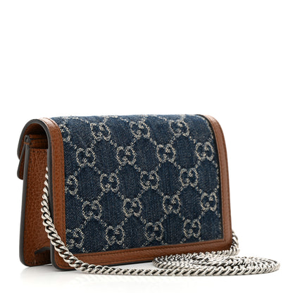 Gucci New Denim GG Monogram Dollar Calfskin Enamel Super Mini Dionysus Shoulder Bag Blue Tea Cuir Epilog Electric Blue 2 of 11