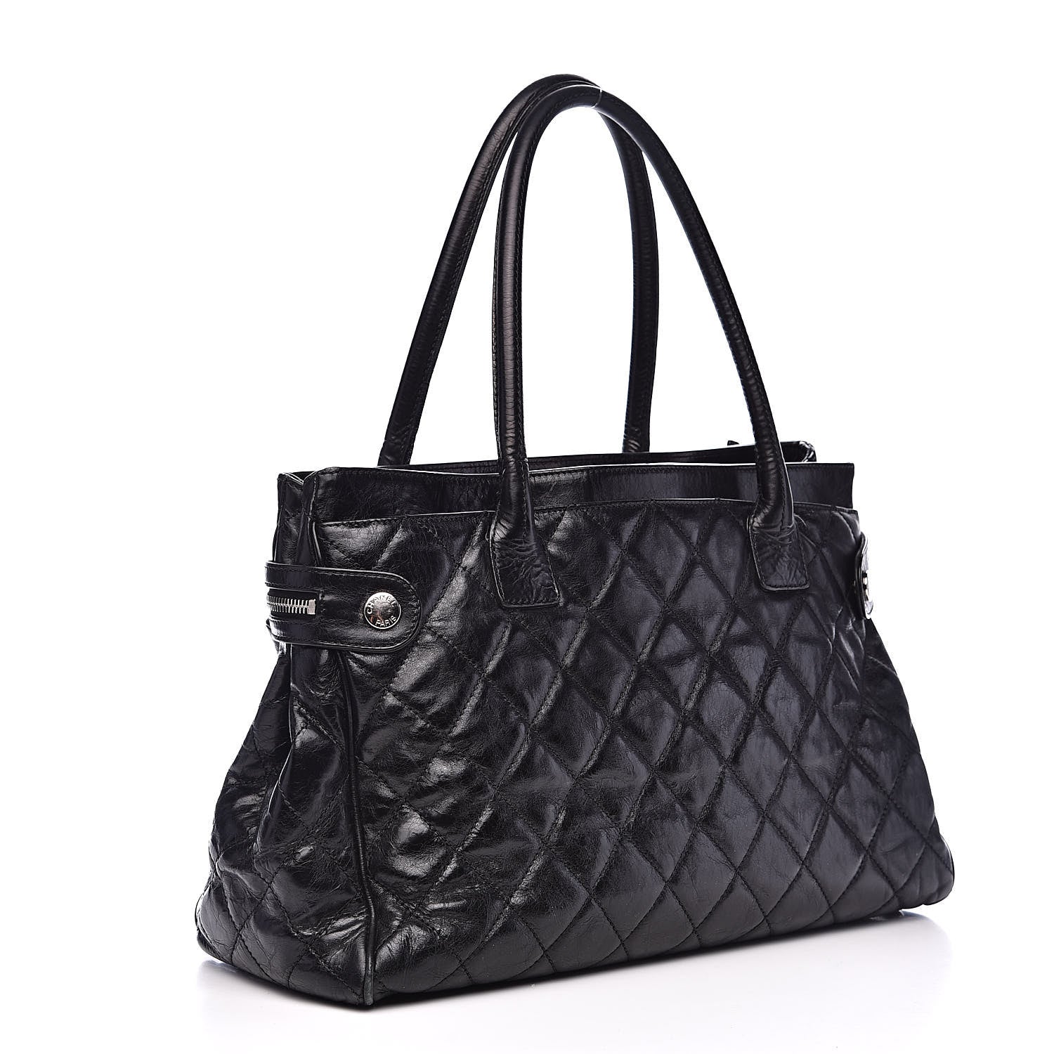 Chanel Glazed Calfskin Quilted Large New Portobello Tote Black 3 of 13