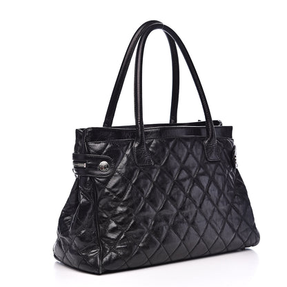 Chanel Glazed Calfskin Quilted Large New Portobello Tote Black 3 of 13