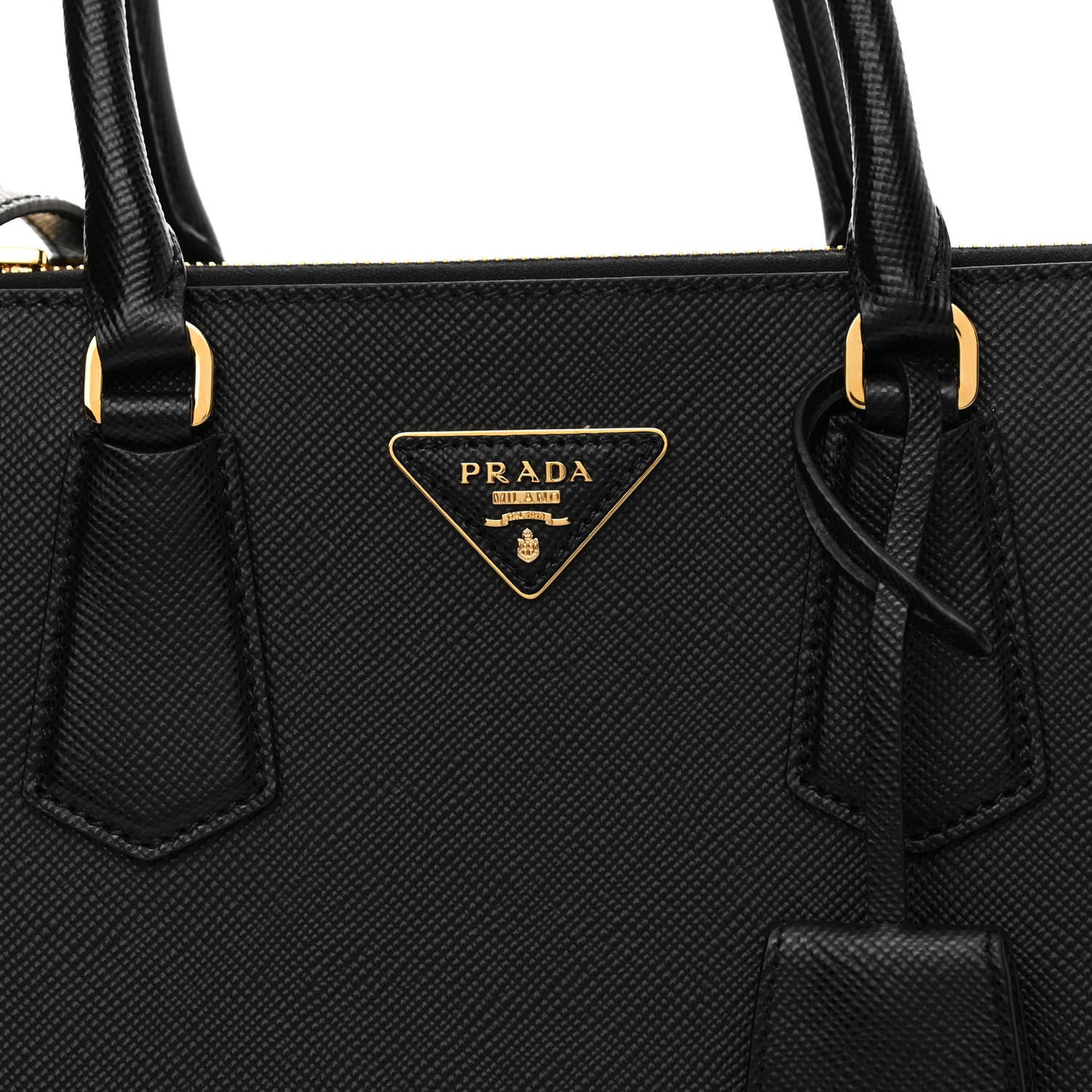 Saffiano Cuir Medium Galleria Double Zip Tote Black