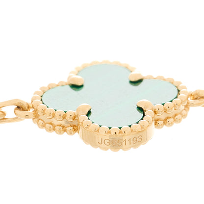 Van Cleef & Arpels 18K Yellow Gold Malachite 5 Motifs Vintage Alhambra Bracelet 5 of 5