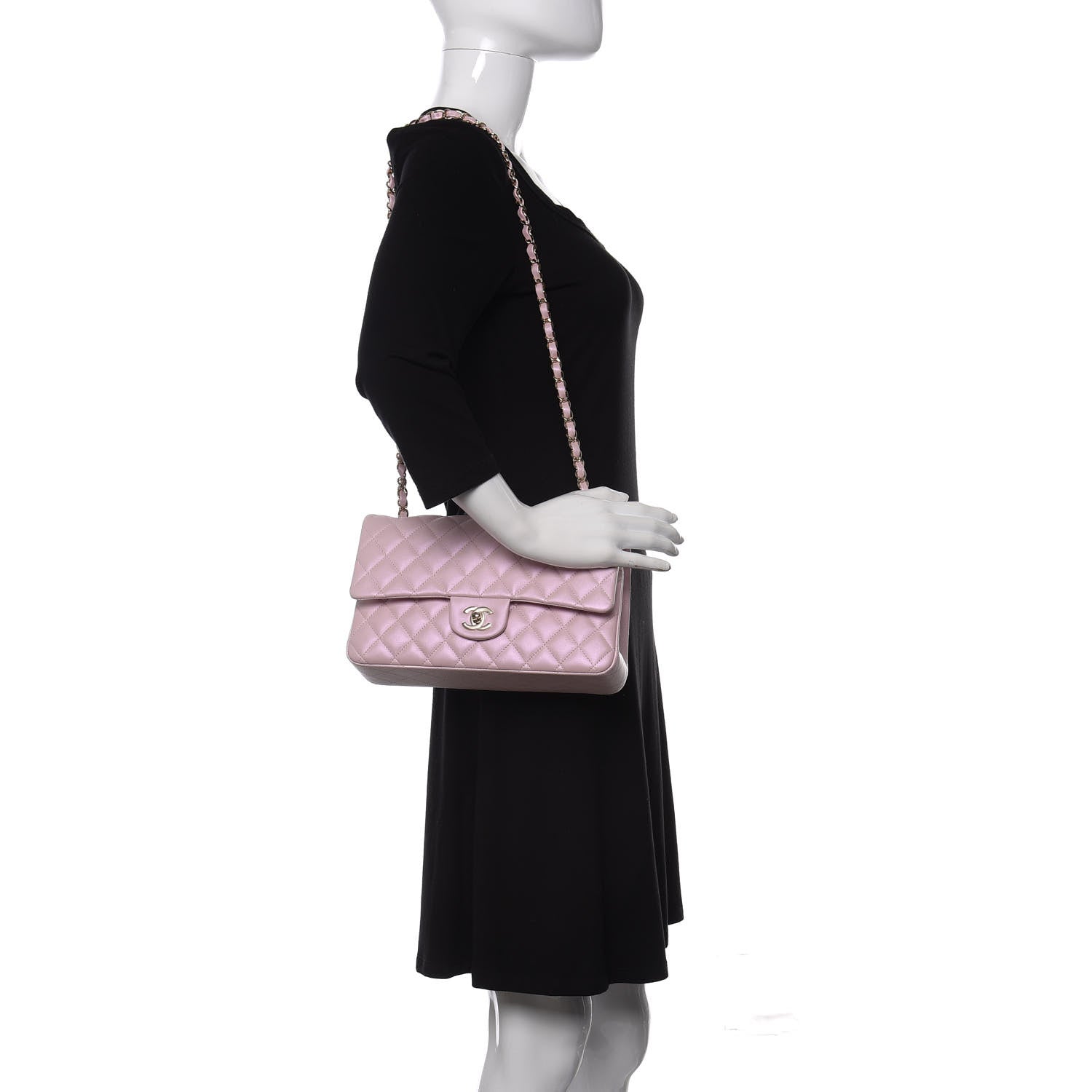 Chanel Iridescent Calfskin Quilted Medium Double Flap Light Pink 2 of 13
