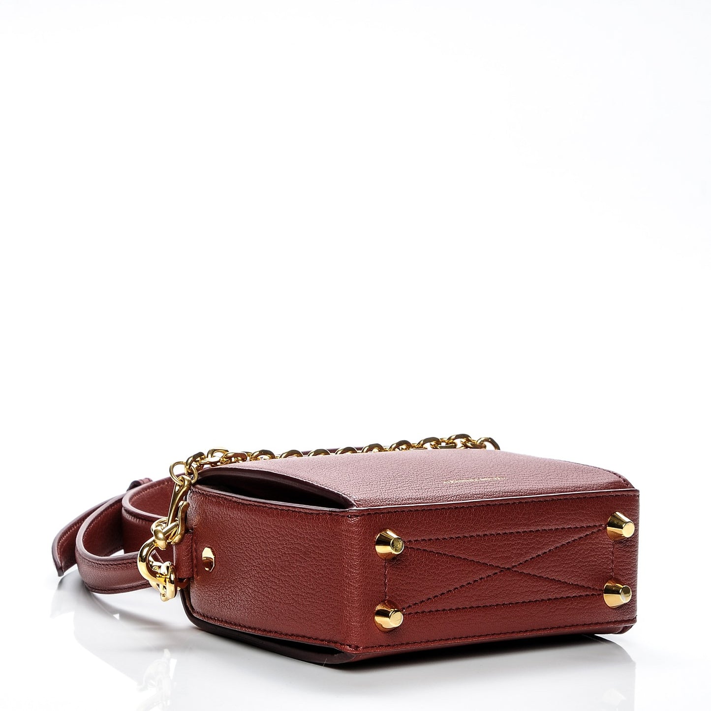 Silky Amish Grained Goatskin Box Shoulder Bag 16 Lacquered Red