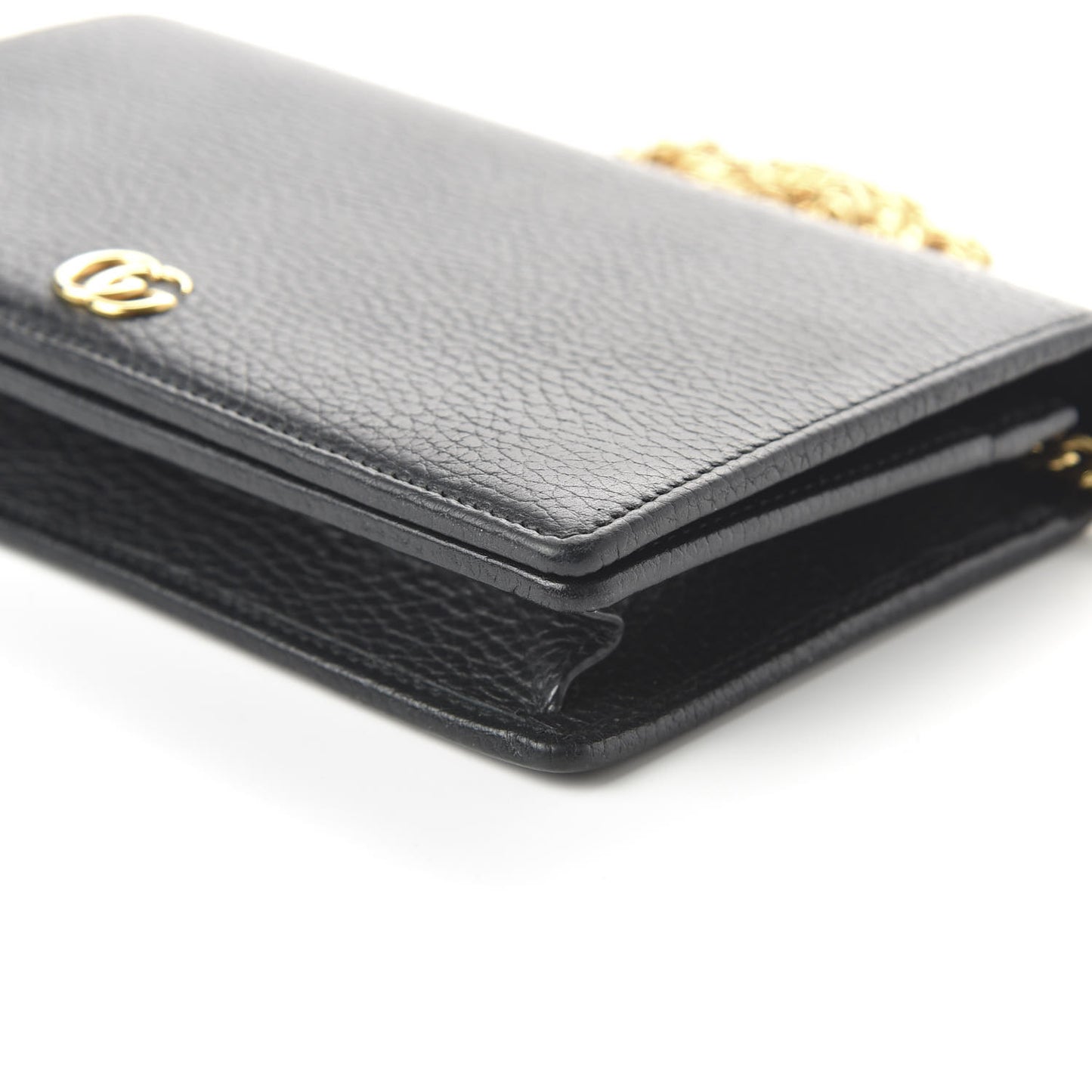 Calfskin Mini GG Marmont Chain Wallet Black
