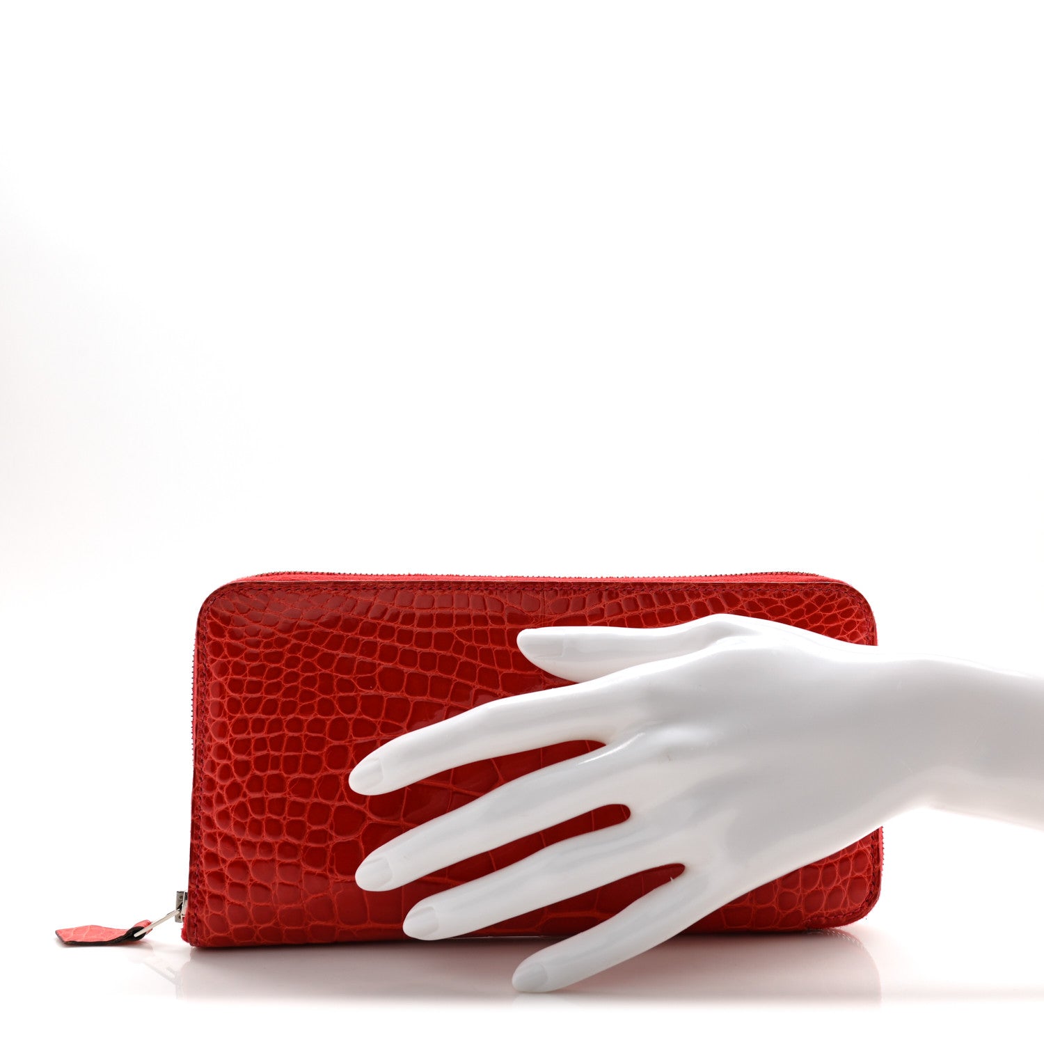 Hermes Shiny Alligator Azap Wallet Geranium 2 of 15
