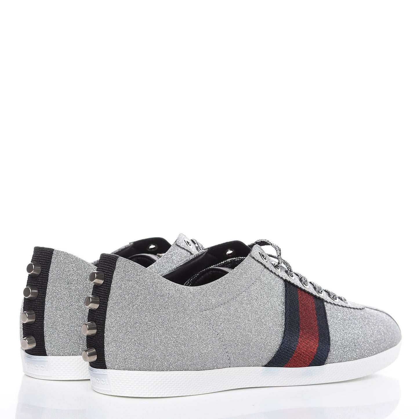Glitter Fabric Studded Web Mens Sneakers 8.5 Silver