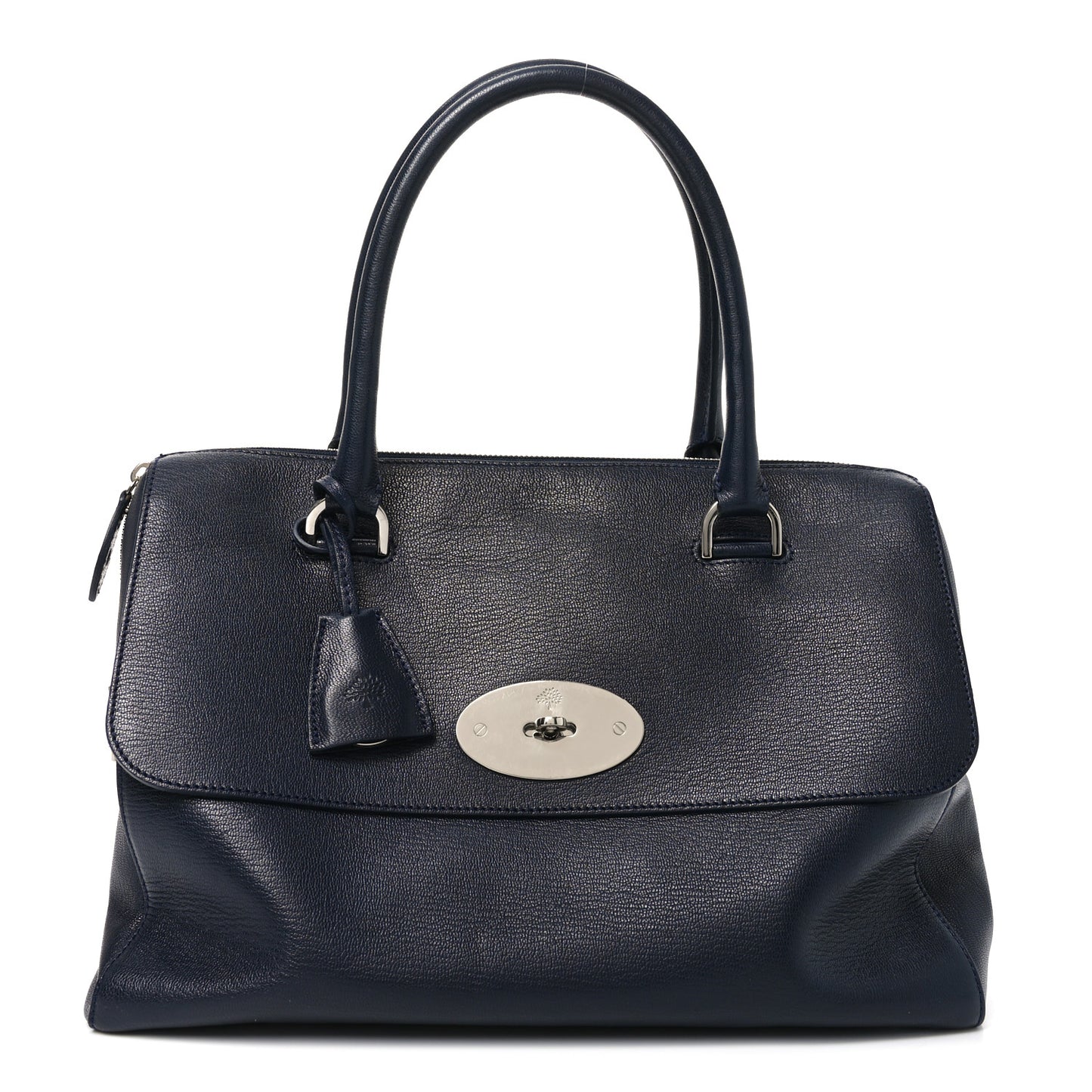Glossy Goatskin Medium Del Rey Satchel Midnight Blue