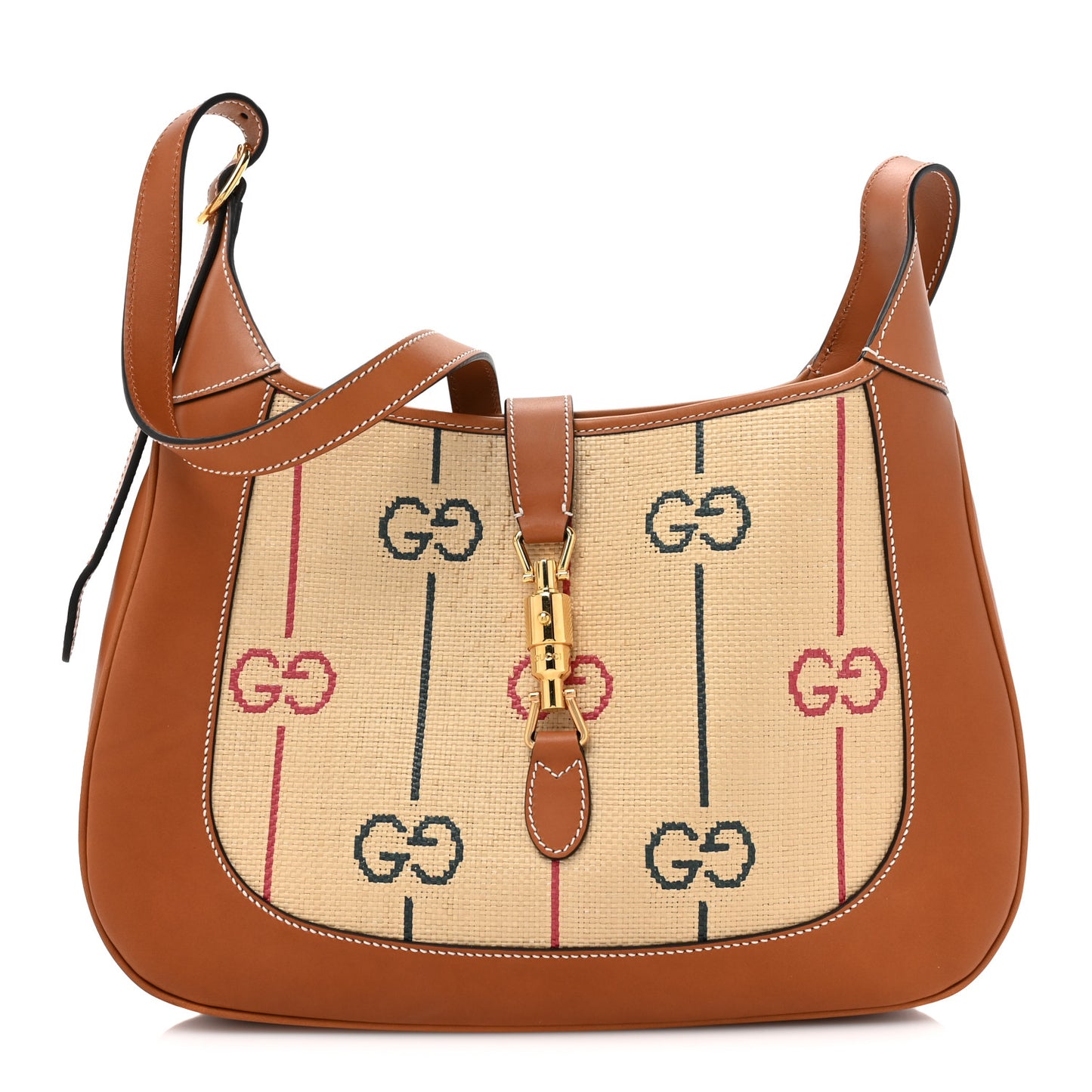 Calfskin Jacquard GG Medium Jackie 1961 Hobo Brown