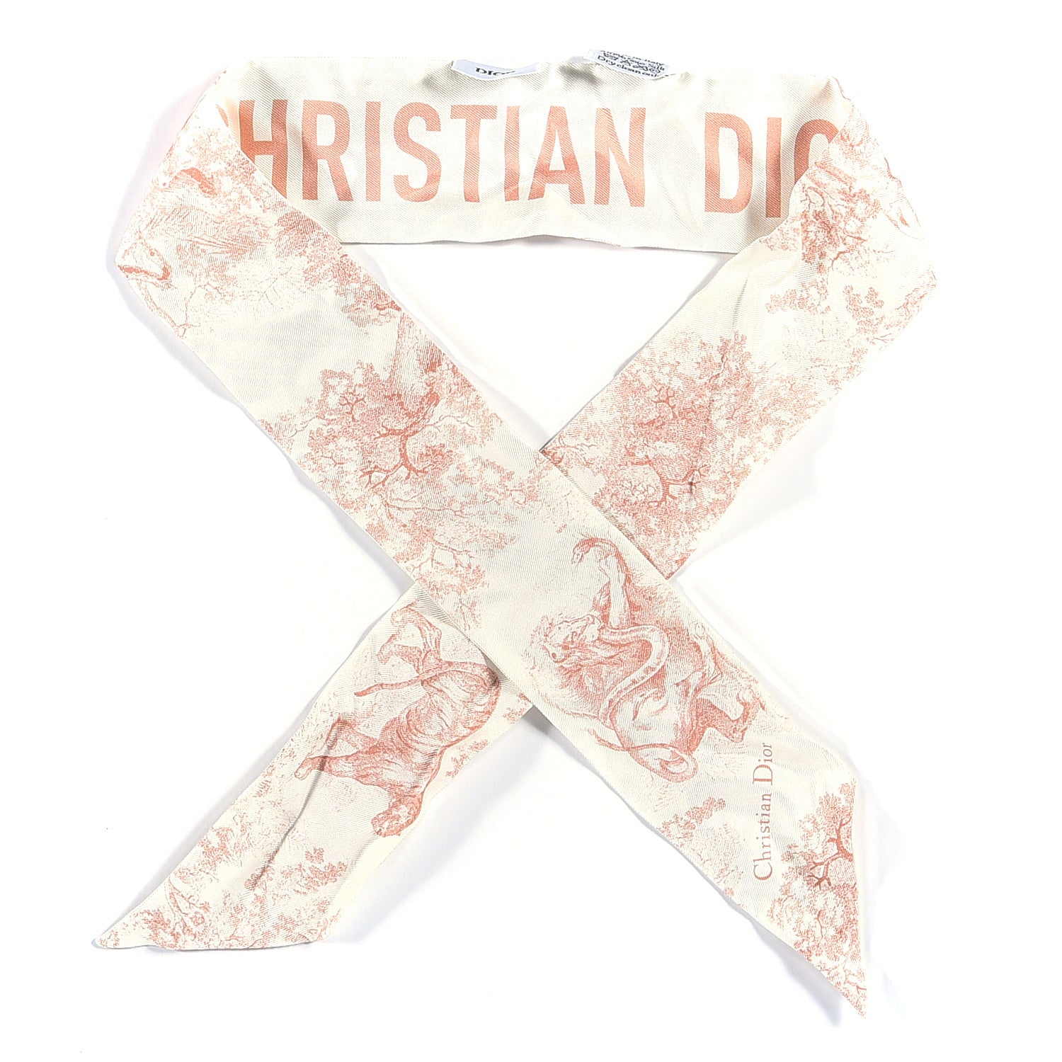 Christian Dior Silk Toile De Jouy Mitzah Scarf Pink 1 of 6