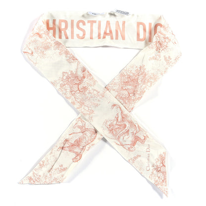 Christian Dior Silk Toile De Jouy Mitzah Scarf Pink 1 of 6