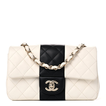 Chanel Lambskin Quilted Mini Rectangular Flap White Black 1 of 12