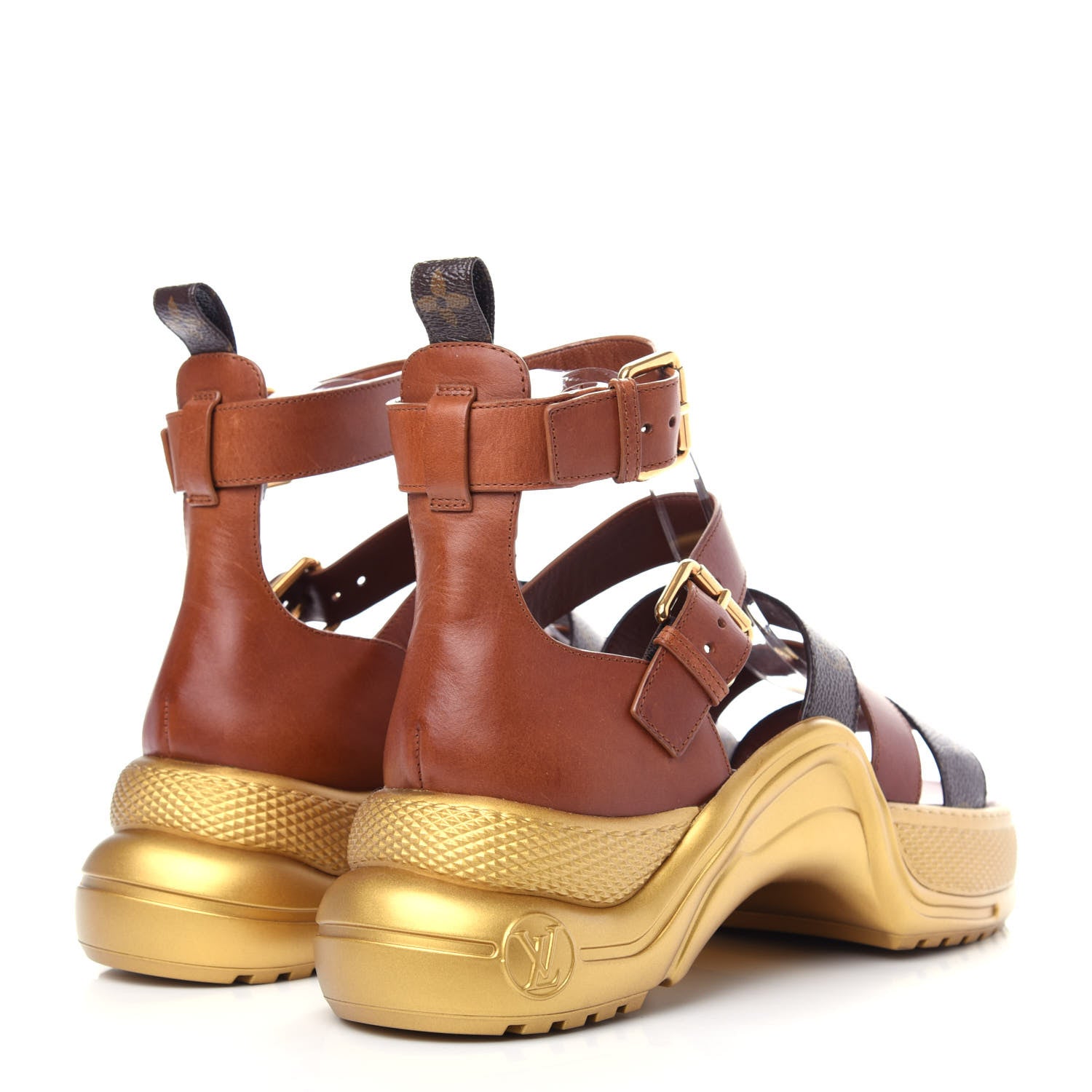 Louis Vuitton Calfskin Monogram LV Archlight Sandal 41 Gold 4 of 12