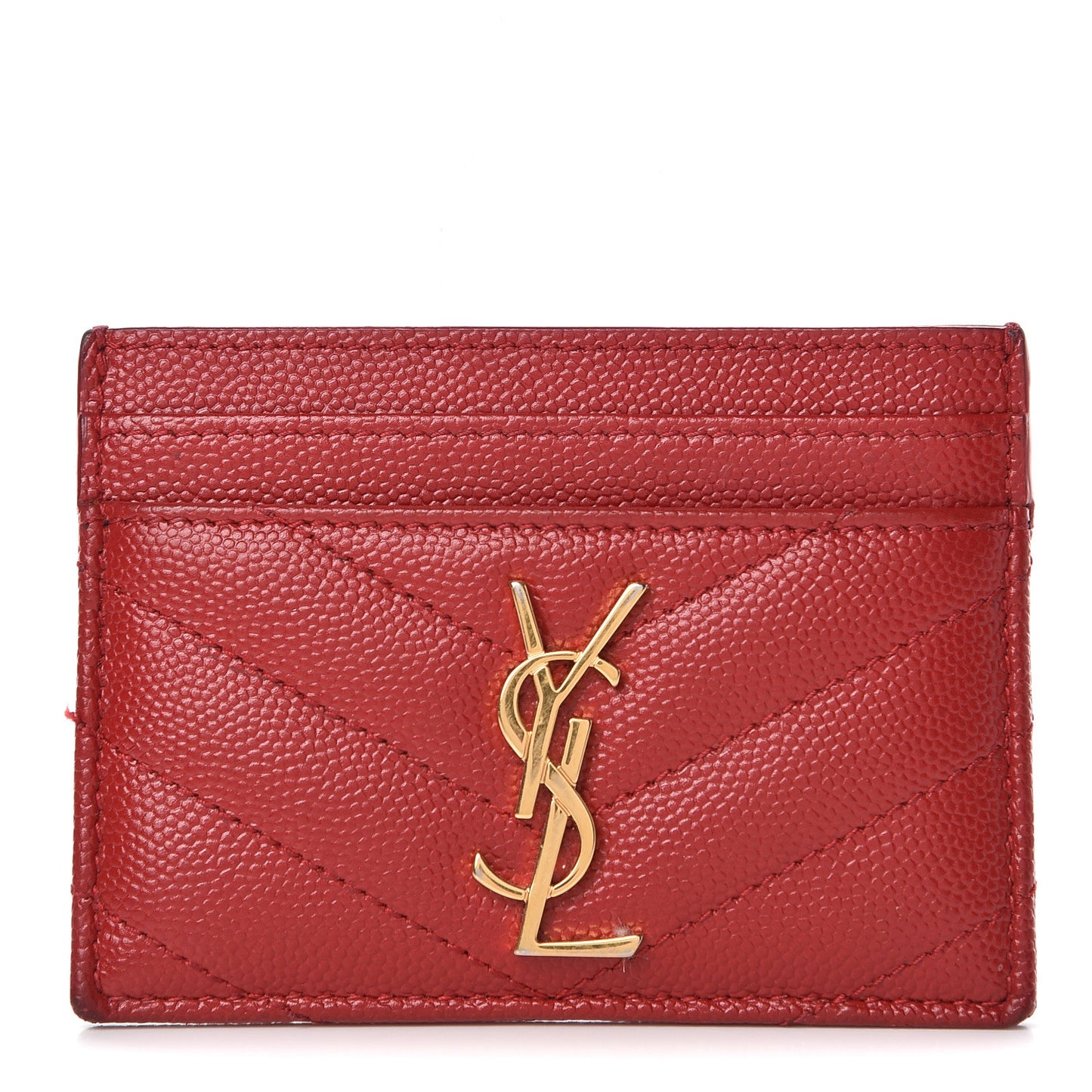 Grain De Poudre Matelasse Chevron Credit Card Case New Red