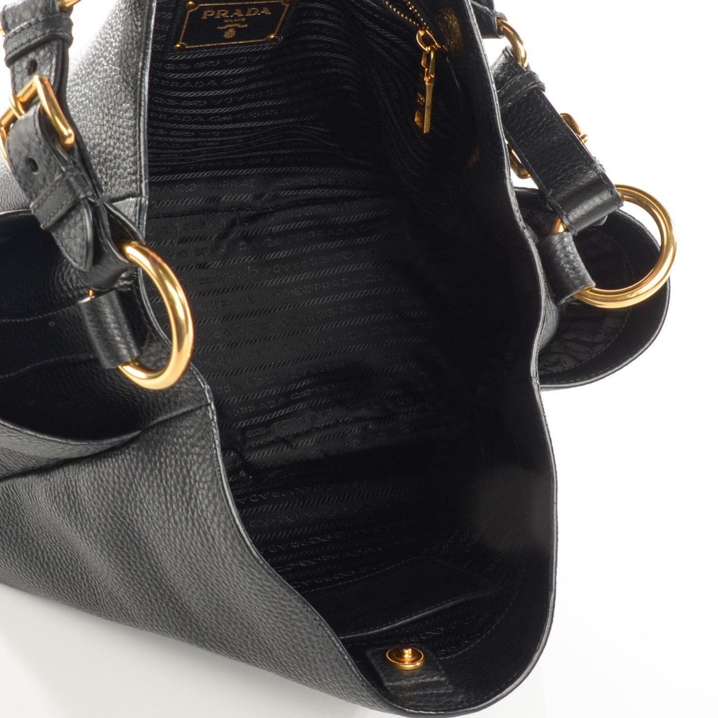 Vitello Daino Side Pocket Hobo Nero Black