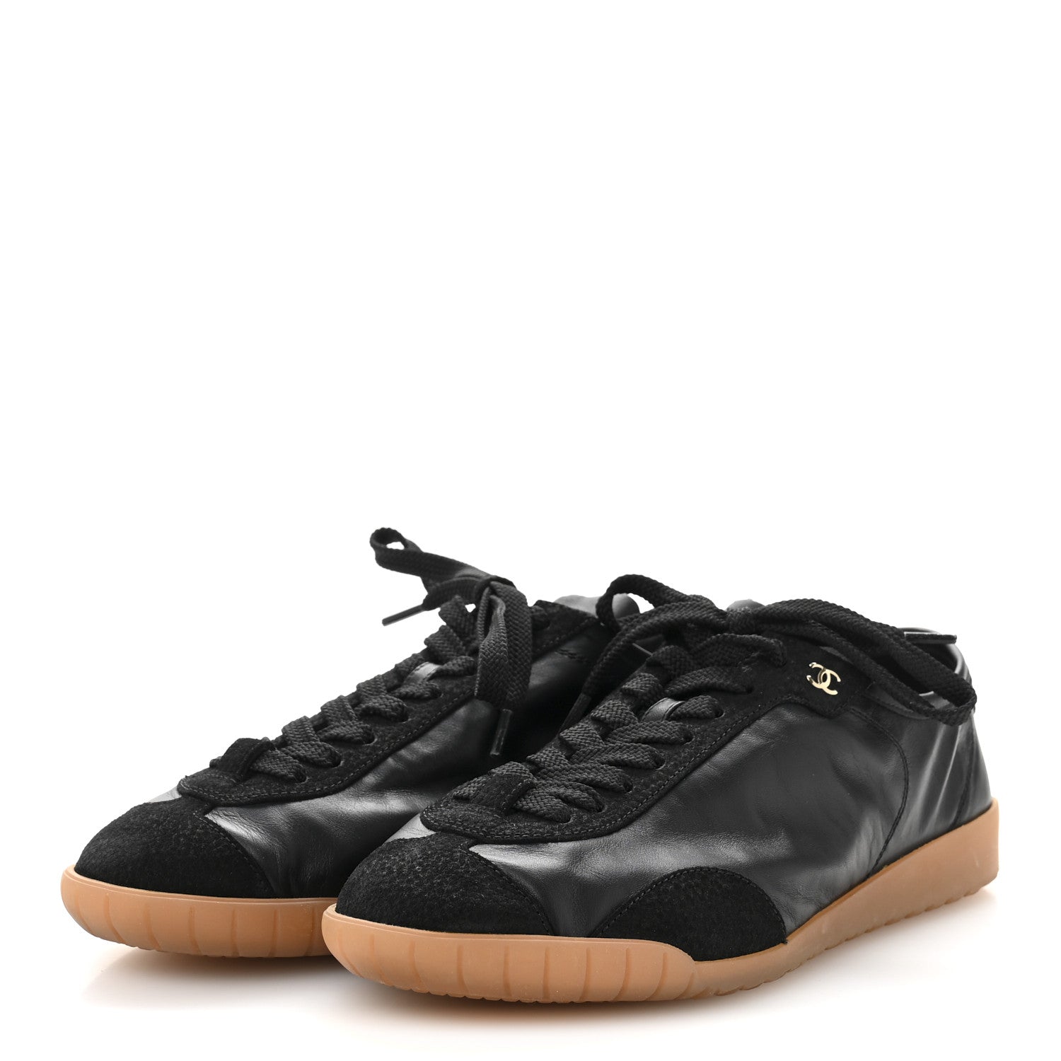 Chanel Calfskin Suede Sneakers 37.5 Black 4 of 10