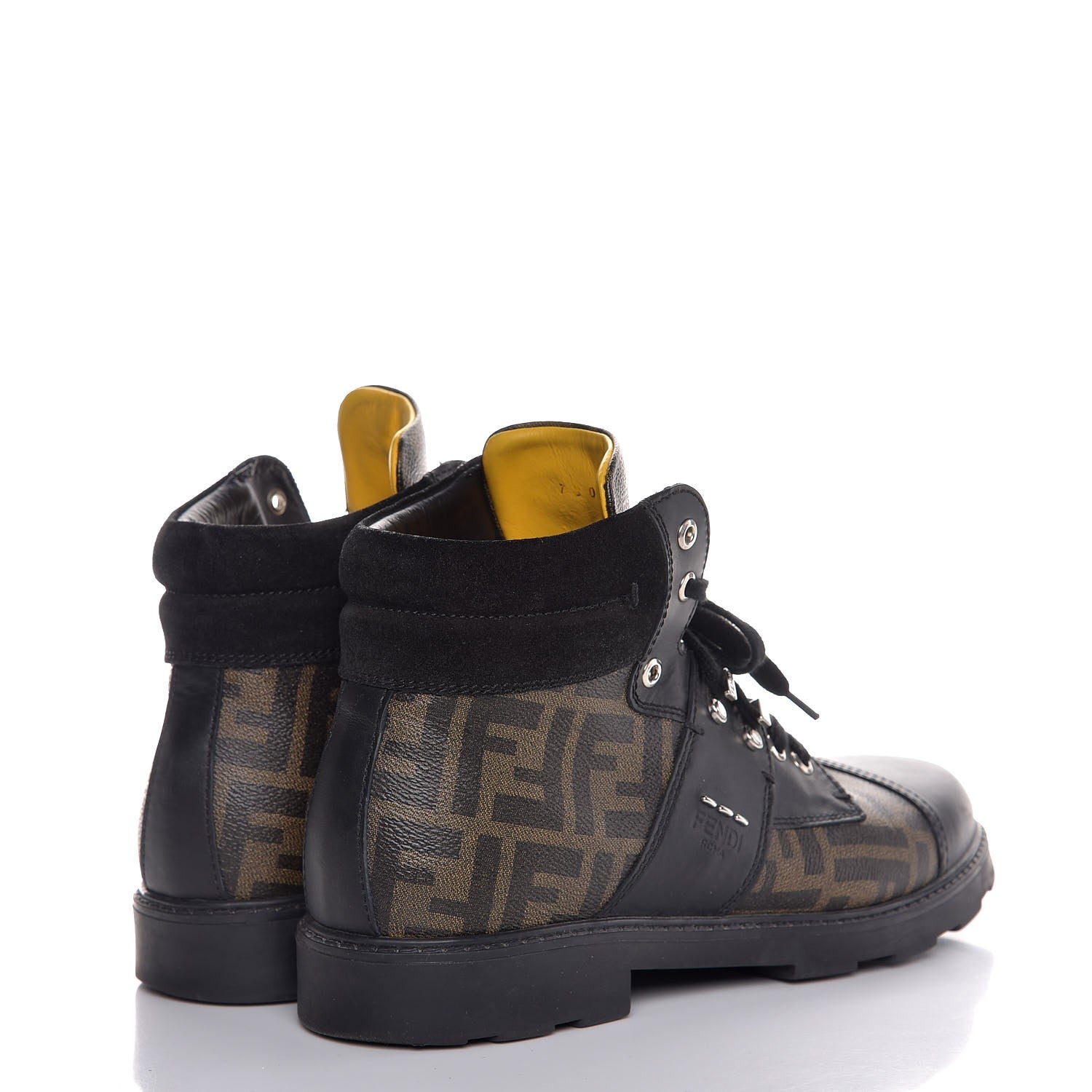 Fendi Zucca Spalmati Hiker Boots 10 Brown Black 4 of 11