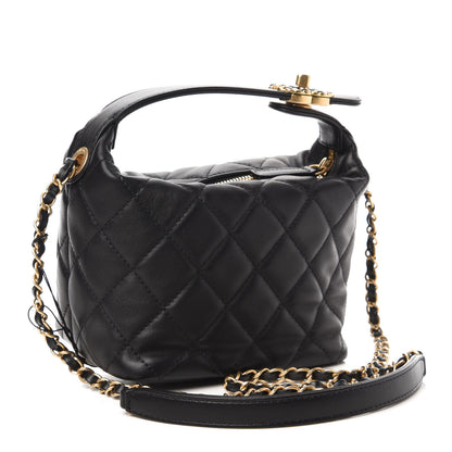 Chanel Lambskin Quilted Small Perfect Meeting Hobo Black 3 of 10