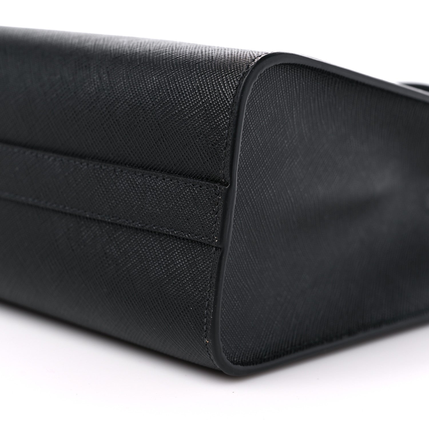 Prada Saffiano Lux Logo Embossed Medium Shoulder Tote Handbag Black 9 of 9