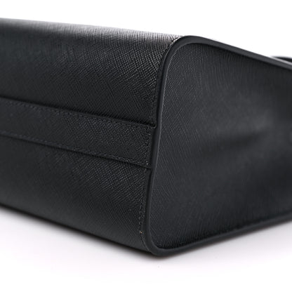 Prada Saffiano Lux Logo Embossed Medium Shoulder Tote Handbag Black 9 of 9
