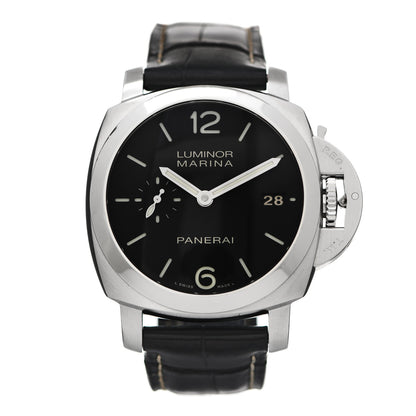 Panerai Stainless Steel Alligator 42mm Luminor 1950 3 Day Power Reserve Automatic Watch Black PAM00392 1 of 8