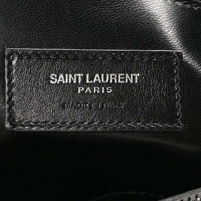 Saint Laurent Calfskin Crocodile Embossed Medium West Hollywood Monogram Fold-Over Grey 7 of 11