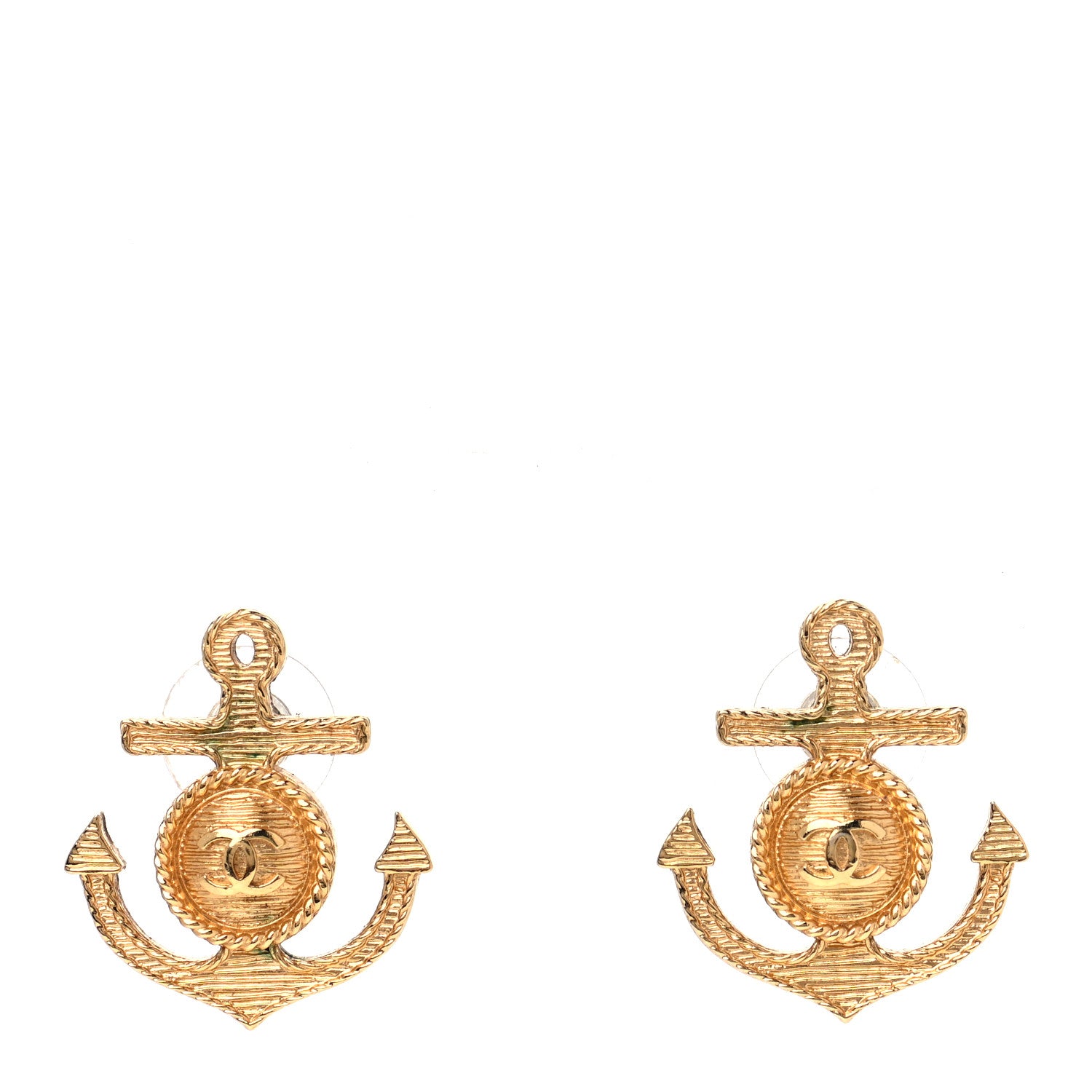 Chanel Metal Anchor CC Earrings Gold 1 of 7