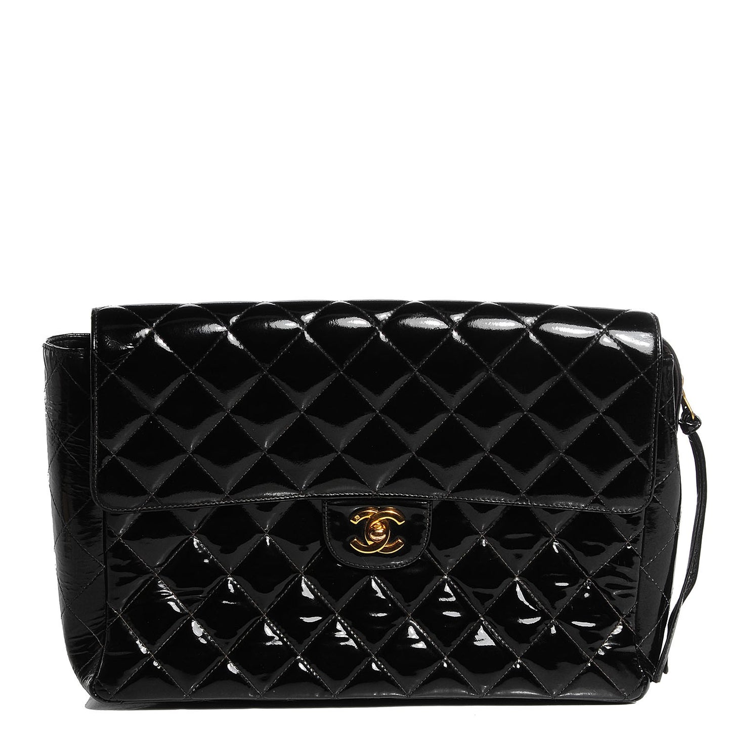 Patent Quilted Flap Backpack Black