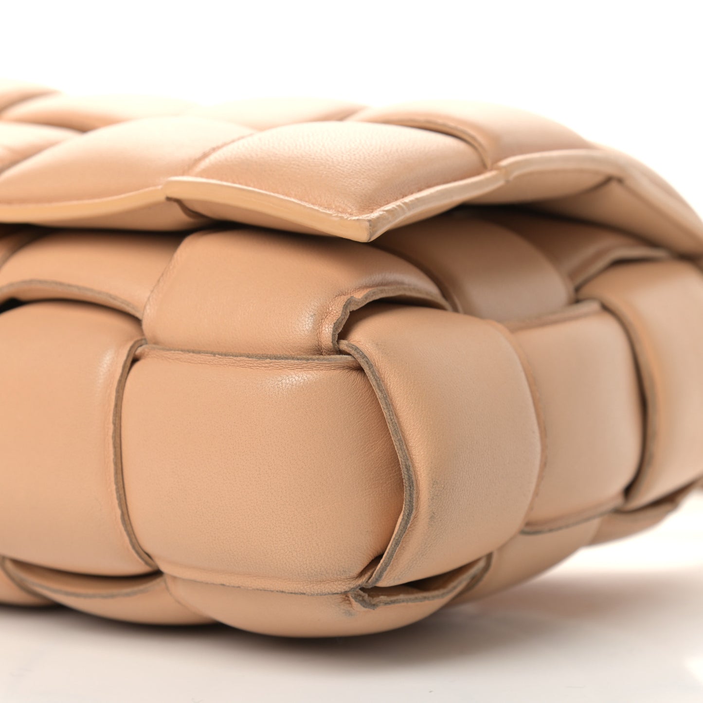 Nappa Maxi Intreccio Padded Cassette Crossbody Bag Almond