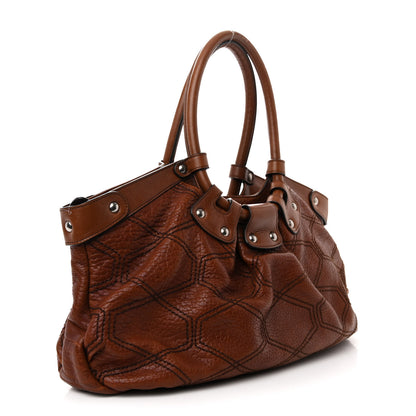 Salvatore Ferragamo Grained Calfskin Quilted Celtico Shoulder Bag Brown 3 of 10