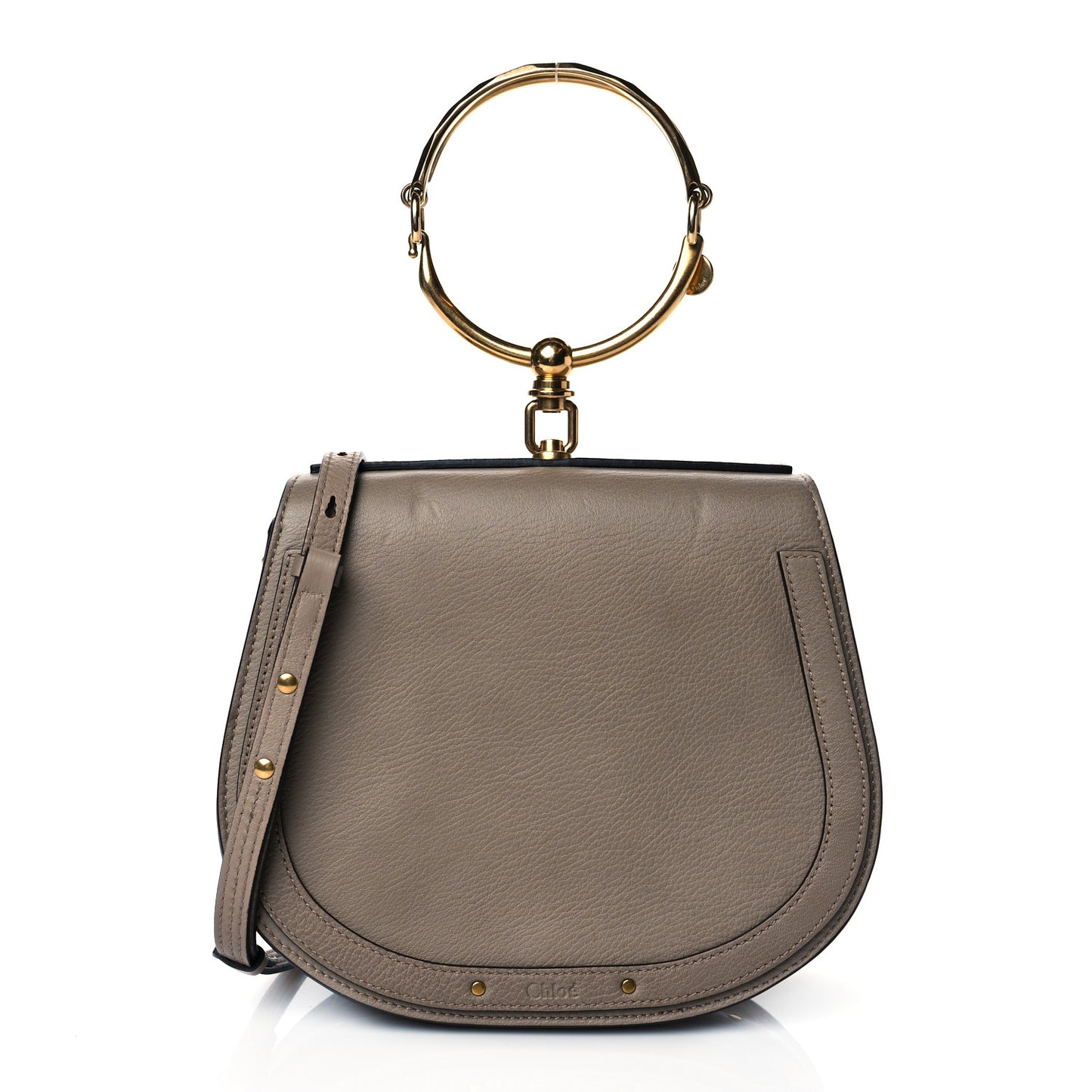 Calfskin Suede Medium Nile Bracelet Bag Motty Grey