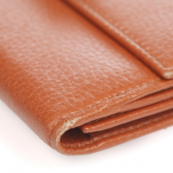 Leather Bamboo Continental Wallet Orange