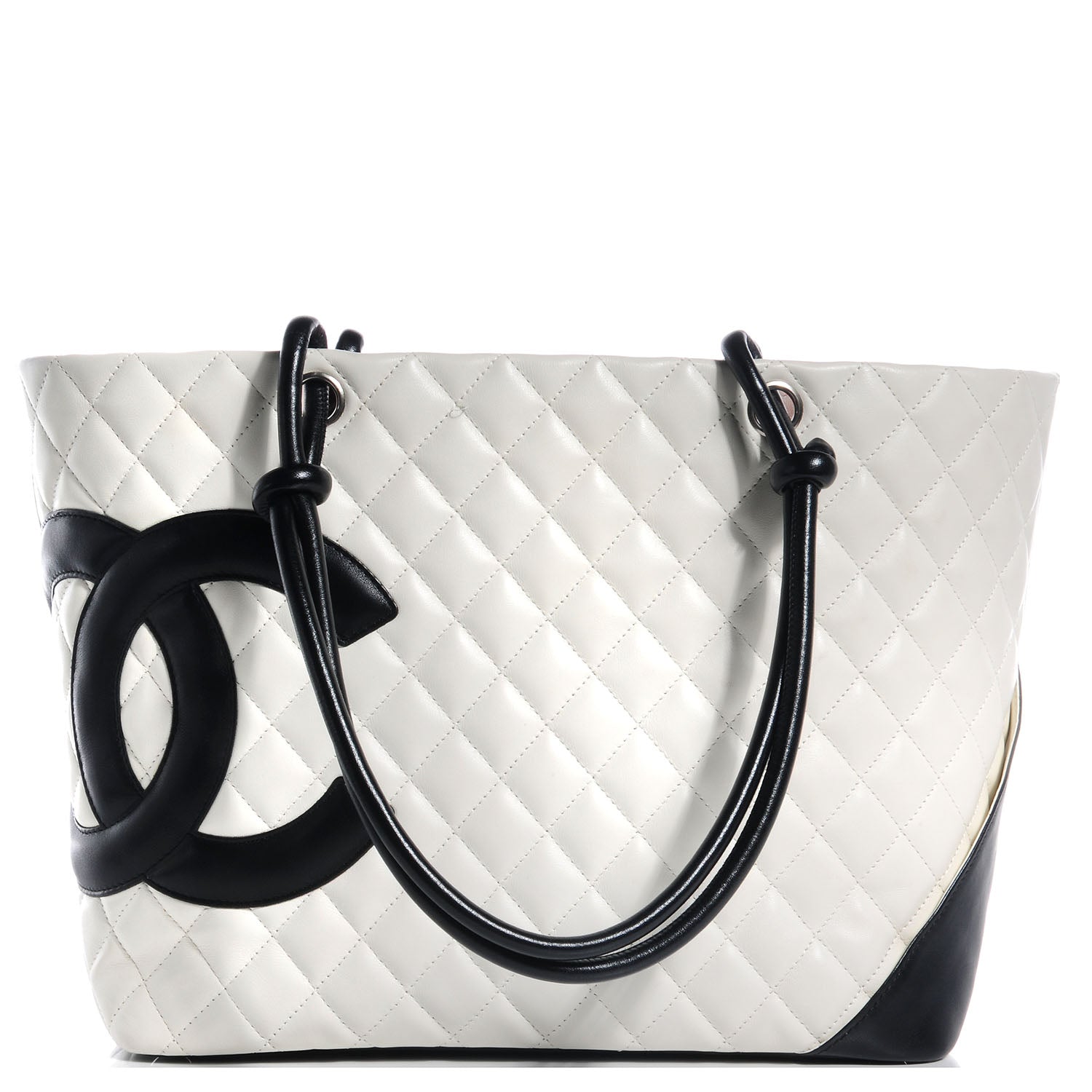Chanel Calfskin Quilted Large Cambon Tote White Black 1 of 9