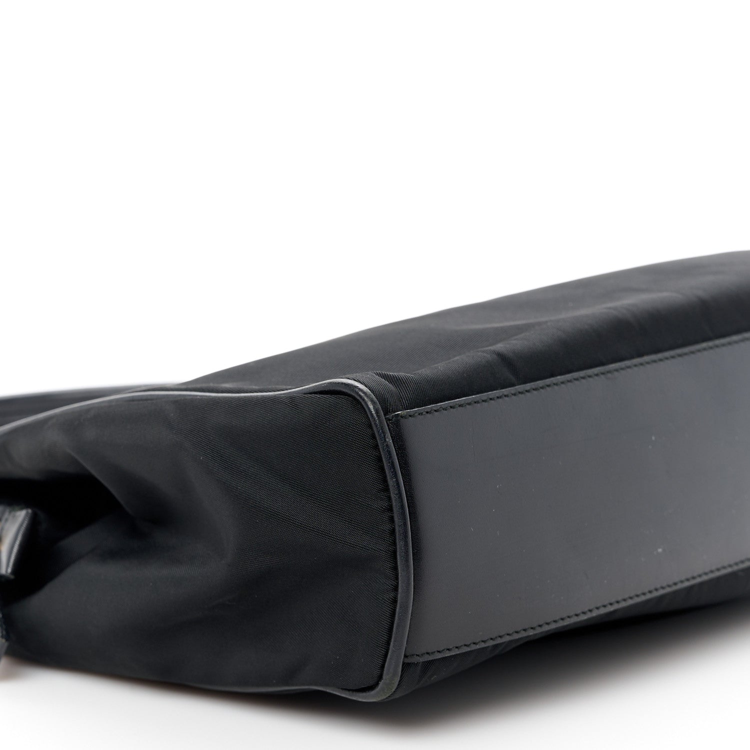 Prada Tessuto Nylon Soft Calfskin Shoulder Bag Black 9 of 11